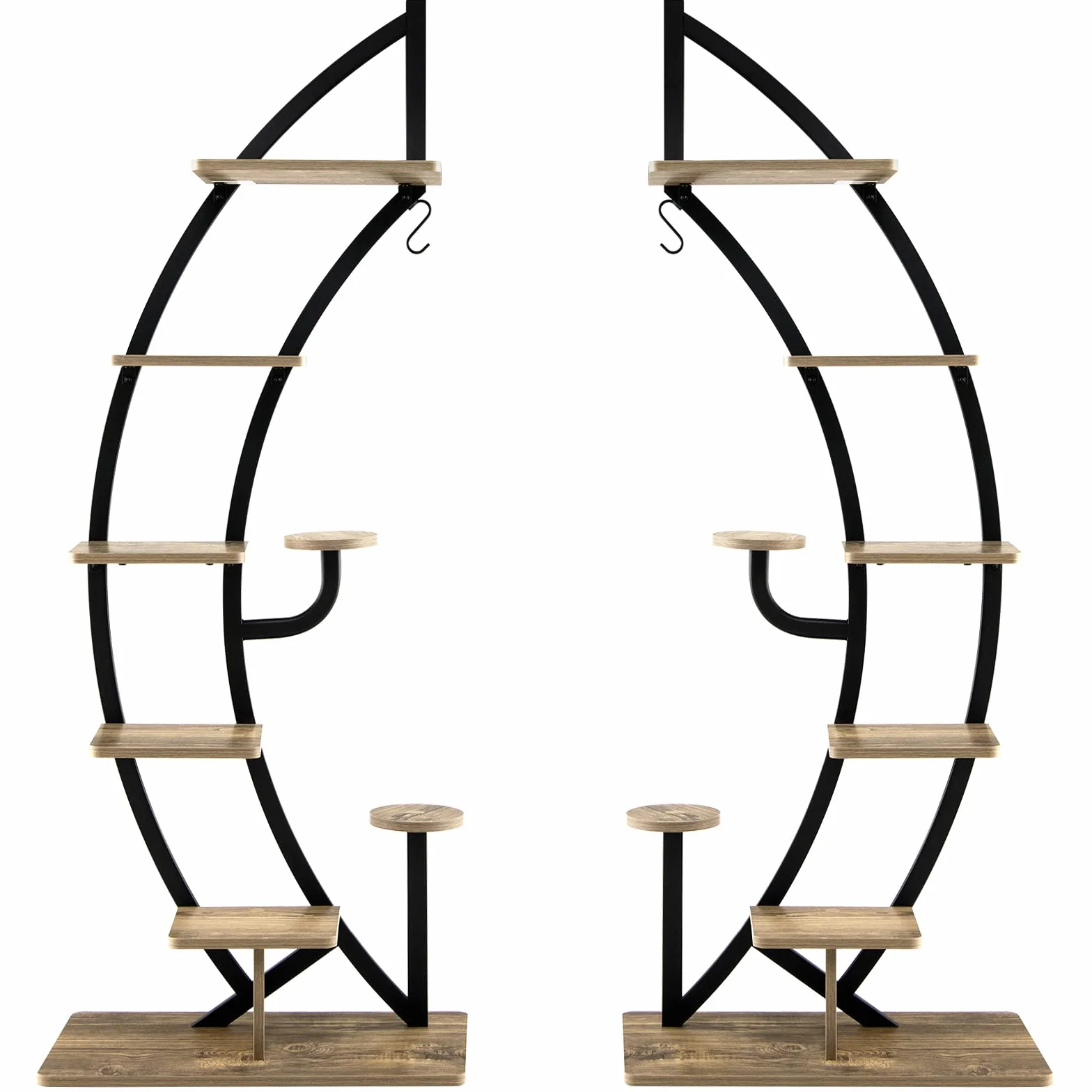 KOMFOTTEU 7-poziomowy metalowy stojak na rośliny 60x30x155 cm zestaw 2 szt