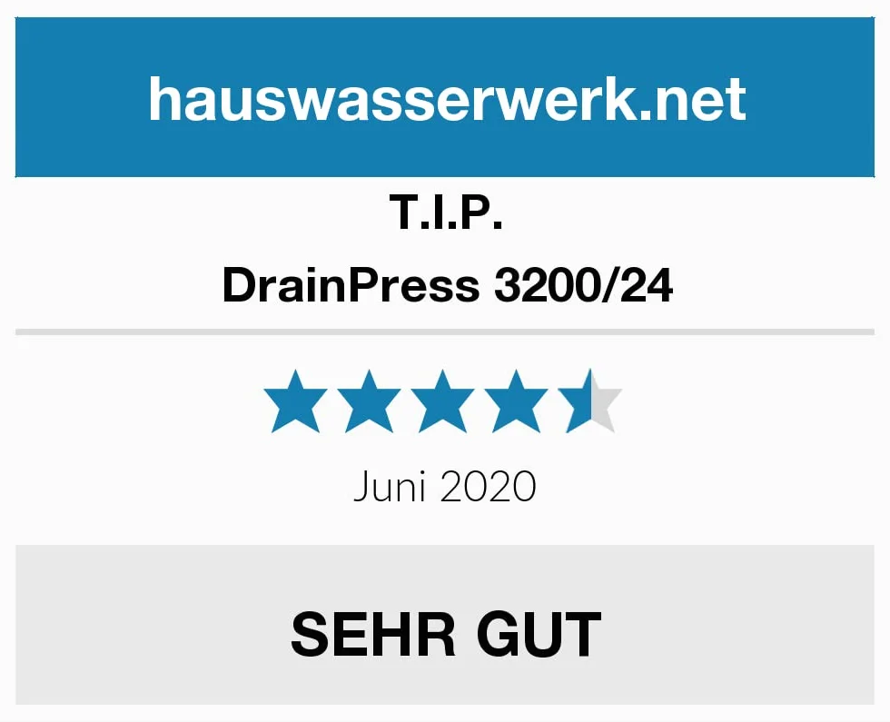 T.I.P. Zanurzeniowa Pompa Ciśnieniowa DrainPress 3200/24-3200 l/h, Zasysanie do 1 mm, 24 m Wysokość Tłoczenia, 2,4 bar, Nr 30182