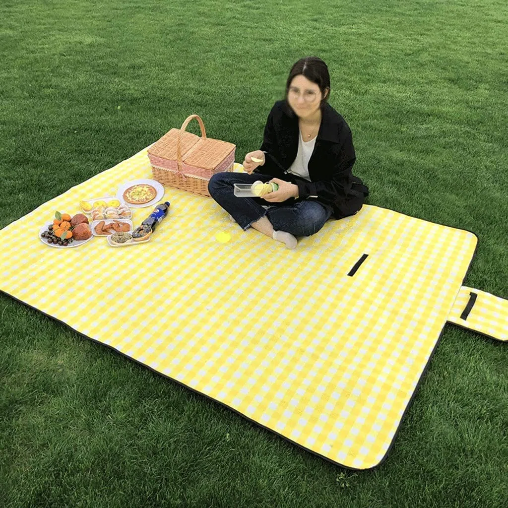 Koc Piknikowy Mata Piknikowa Duży przenośny koc piknikowy na zewnątrz wodoodporny, odporny na piasek, dodatkowa mata kempingowa na rodzinny kemping na trawie Koc Plażowy Do Parku(H)