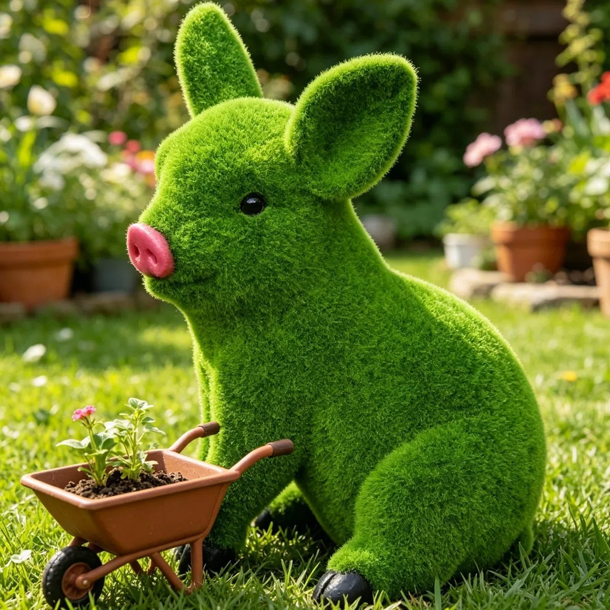 Posąg Ogrodowy Zewnętrzny Do Ogrodu Flokowane Figurki Zwierząt | Rzeźby Ogrodowe i Zewnętrzne na Ganek, Patio, Taras, Balkon, Krajobraz, Wesele, Przyjęcie, Trawnik, Podwórko