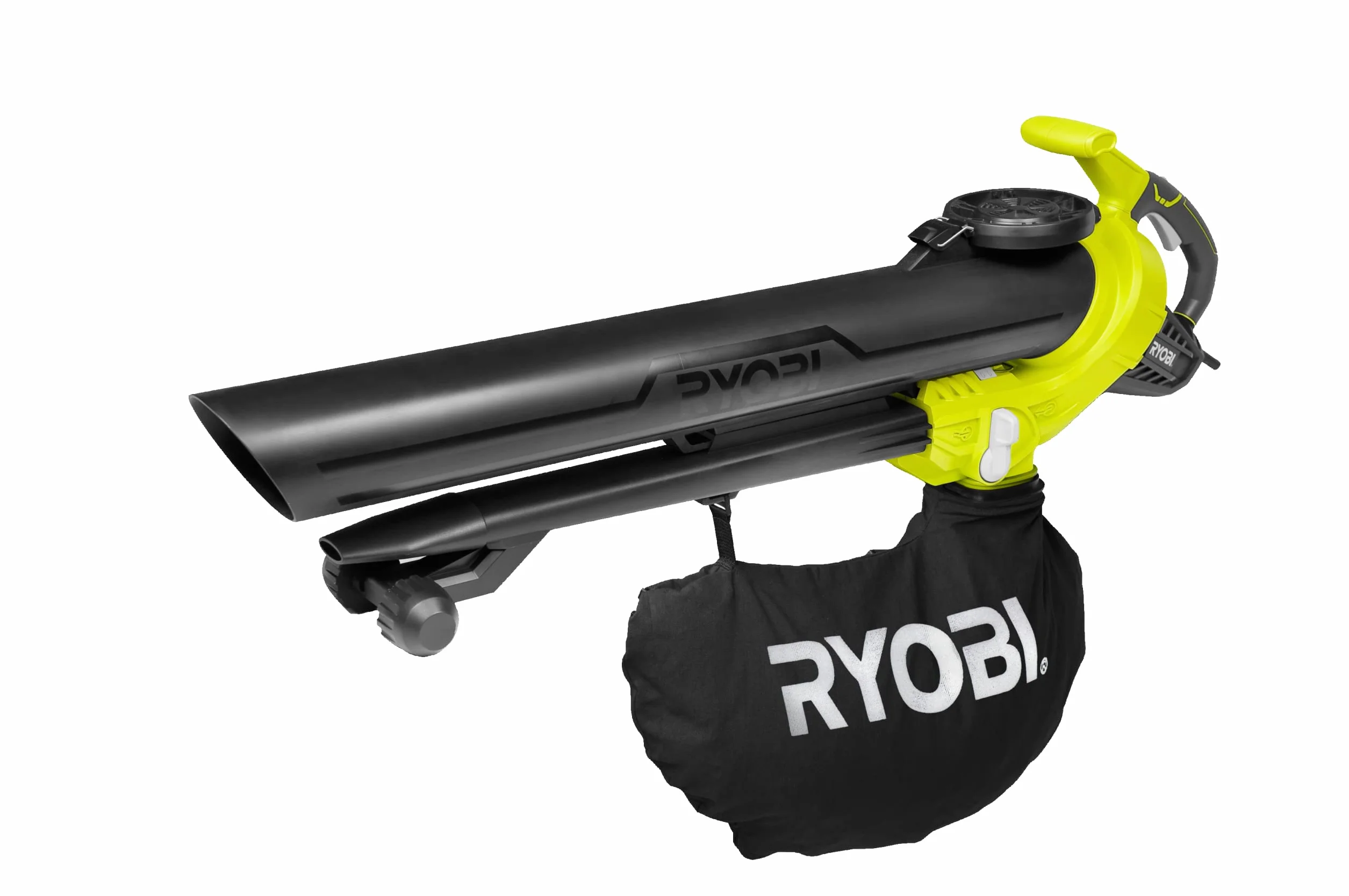 Ryobi RBV3000CESV 5133002190 Elektryczny Odkurzacz do Liści, 3000 W, z Workiem na Trawę 45 L, Prędkość Powietrza 375 km/h, do Mokrych Liści