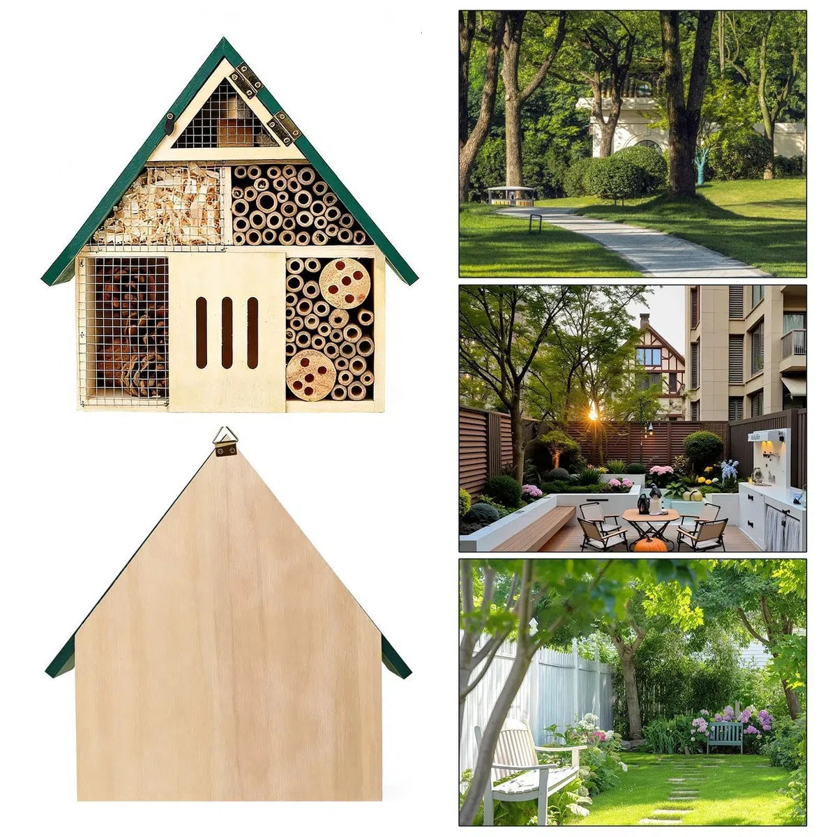 Domki dla pszczół do ogrodu Drewniane siedlisko zapylaczy | zewnętrzna zapylaczy, hotel biedronek do płotu drzewa sadu balkonu tarasu dziedzińca parku