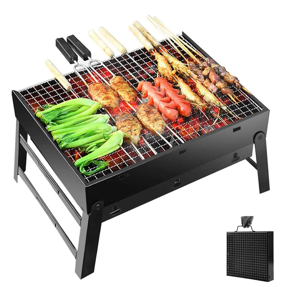 Grill Ogrodowy Grill Na Węgiel Drzewny Kuchenka Do Grillowania Domowy Składany Przenośny Grill Zestnarzędzi Do Grillowania