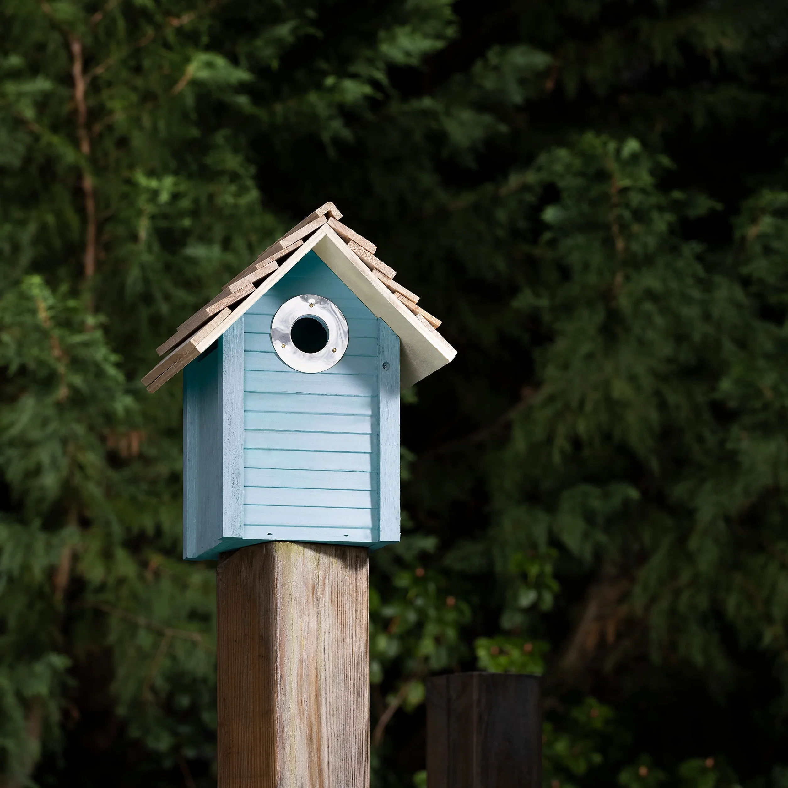 Navaris Bird House Made z drewna do wiszące - Nesting Box for Titms and Songbirds - Ptak inkubator - karmniki dla ptaków z chronioną otworem wejściowym - niebieski