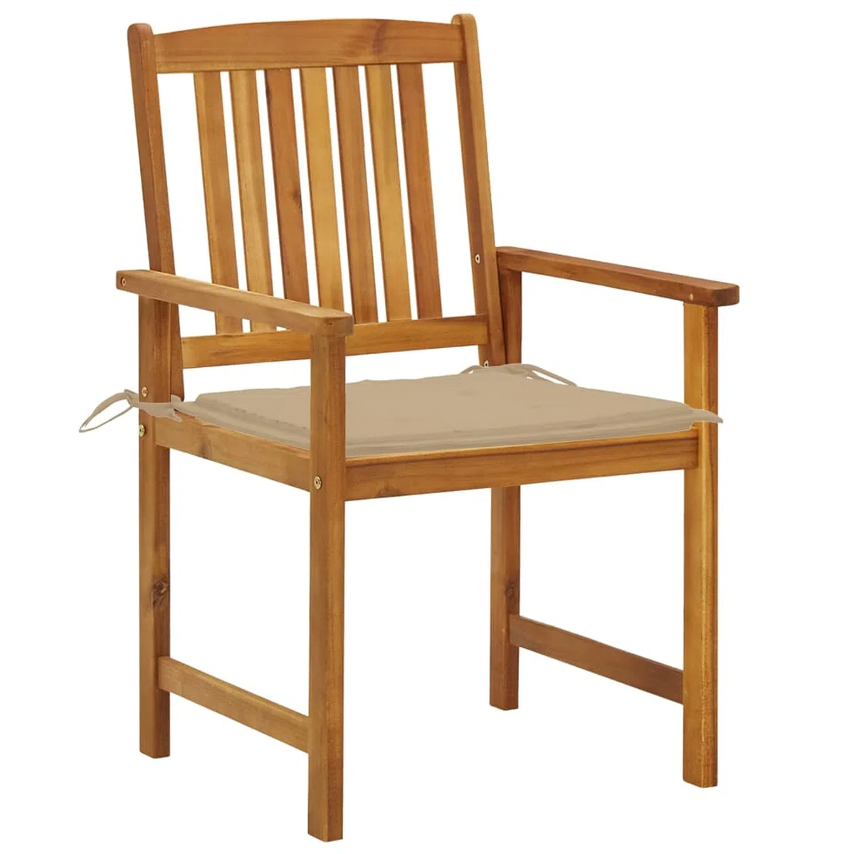 Homgoday Krzesła ogrodowe z poduszkami 4 sztuki z litego drewna akacjowego nowoczesny design lekkie krzesła do użytku na zewnątrz, do ogrodu lub na taras, fotel z podłokietnikami i oparciem beżowy