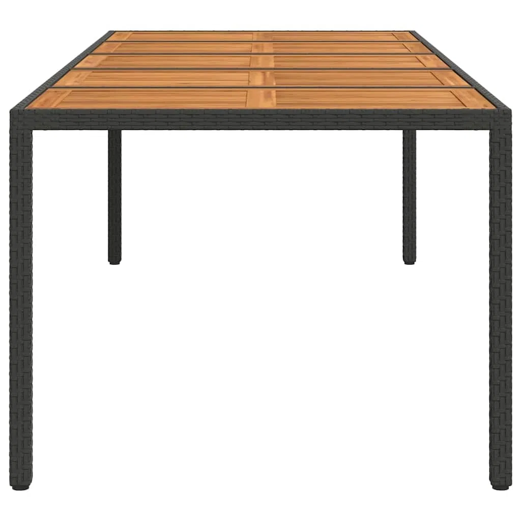 Stół ogrodowy, czarny, polirattanowy, 250 x 100 x 75 cm, stabilny, odporny na warunki atmosferyczne, na taras, balkon, do jedzenia, na kemping, piknik, imprezę, meble
