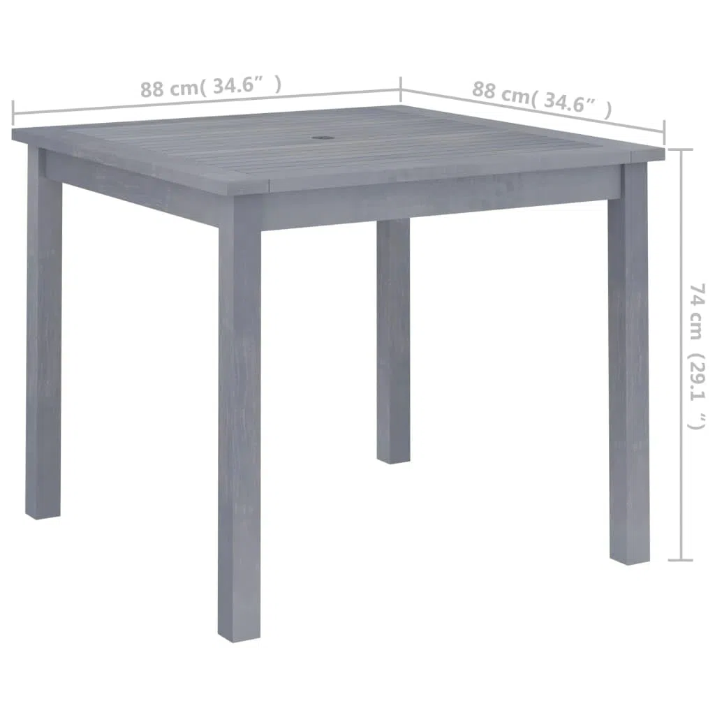 stół ogrodowy z litego drewna akacjowego, 88 x 88 x 74 cm, na taras i do patio, wytrzymały stół do jadalni o ponadczasowym wzornictwie i łatwej w pielęgnacji powierzchni, odporne na warunki