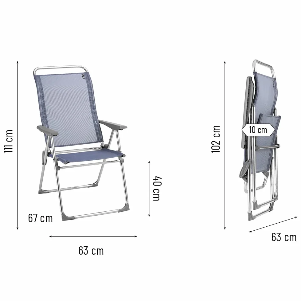 Lafuma Mobilier ALU Cham Krzesło, Batyline, Ocean II, 62,5 x 67 x 111 cm