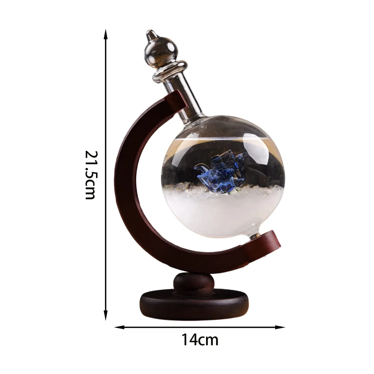 Prognoza pogody szklany barometr, wskaźnik pogody, kreatywna stacja pogodowa, Storm Glass Globe z podstawą, przezroczysta stacja pogodowa do dekoracji domu, na biurko, prezent urodzinowy