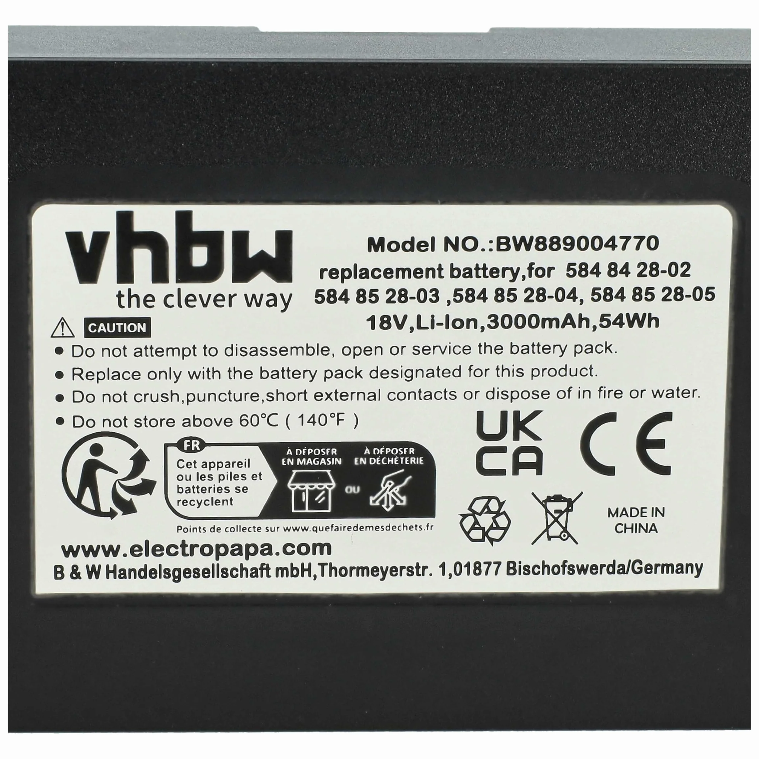 vhbw Akumulator 18V 3Ah Li-Ion do Husqvarna 5848228-01, 5848428-02, 593247201, 584 84 28-02