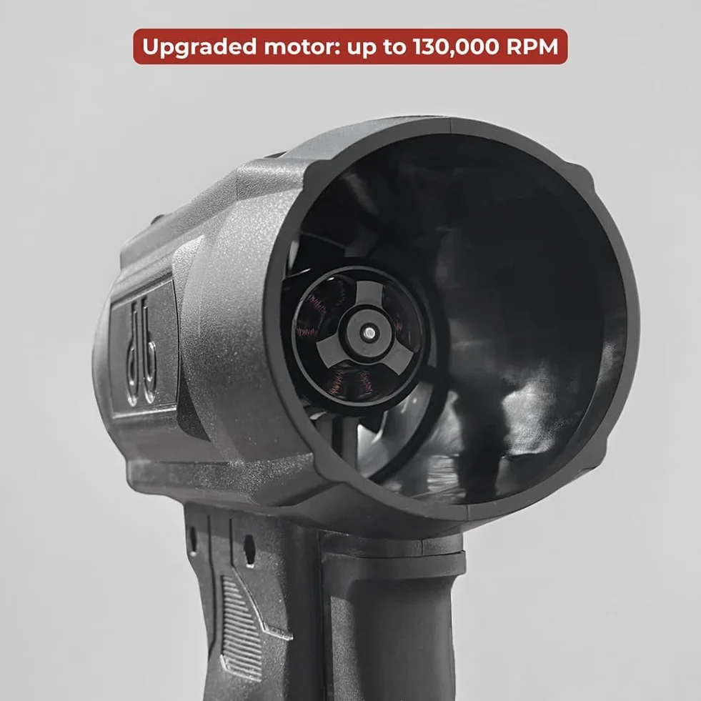 Storm Industries Jet Blower 2.0, elektryczna bezprzewodowa dmuchawa strumieniowa, 130 000 obr./min 200 km/h, przenośna ręczna dmuchawa turbo, do samochodu, patio, trawnika, dmuchania liści (do dewaltu