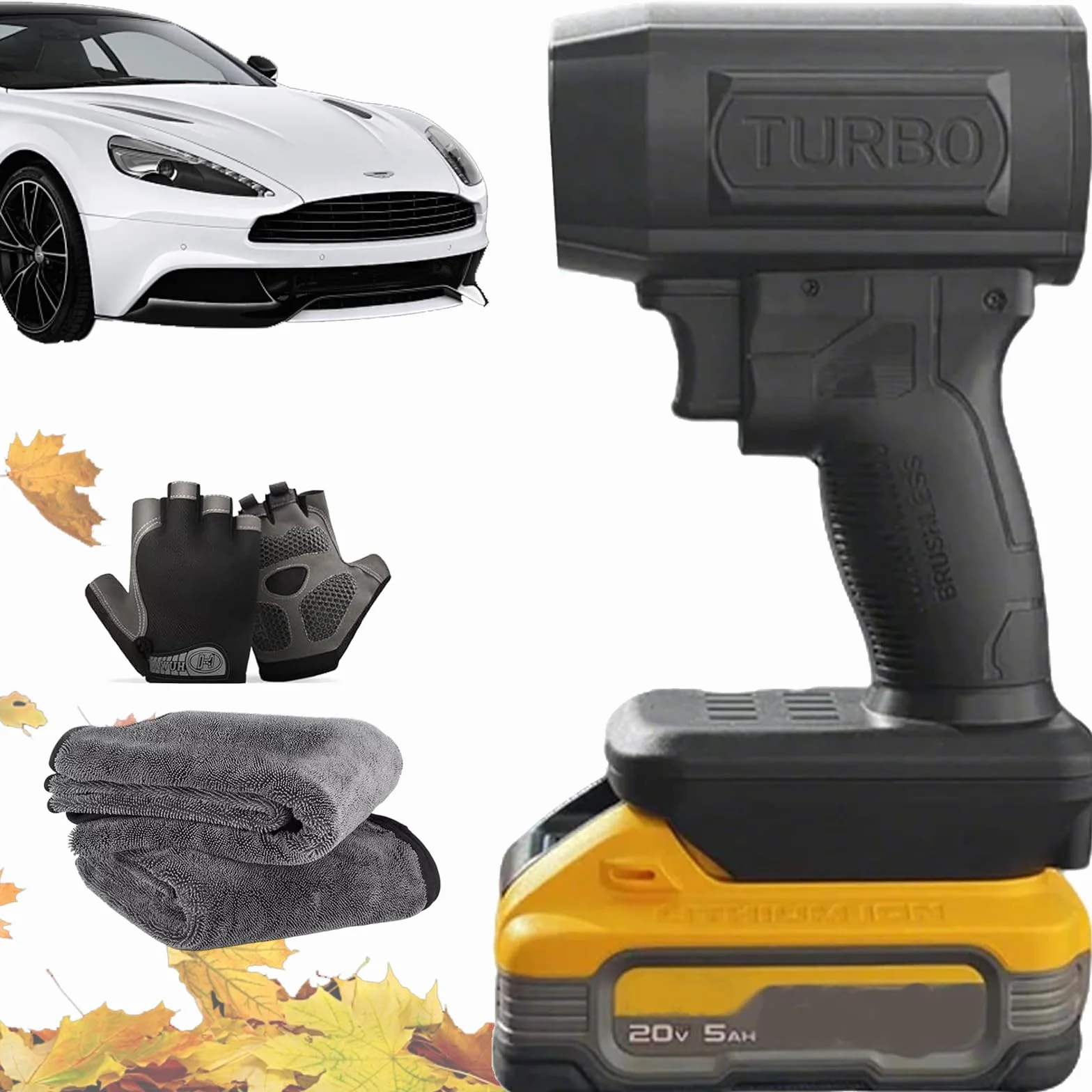 Storm Industries Jet Blower 2.0, elektryczna bezprzewodowa dmuchawa strumieniowa, 130 000 obr./min 200 km/h, przenośna ręczna dmuchawa turbo, do samochodu, patio, trawnika, dmuchania liści (do dewaltu