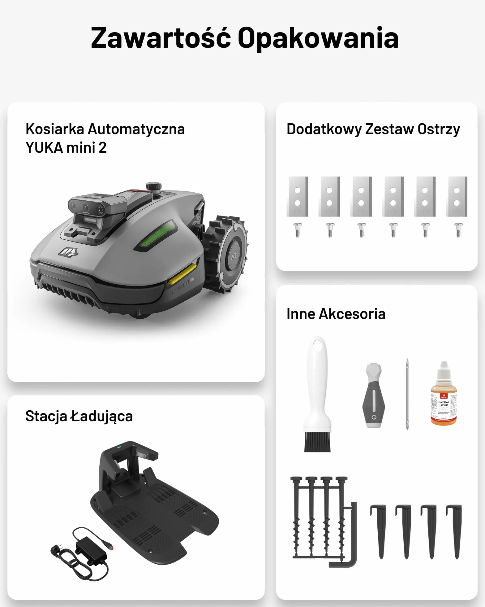 MAMMOTION YUKA mini 2 500 Robot koszący bez przewodu obwodowego, do 500 m², Tri-Cam AI Vision, automatyczne mapowanie wielu stref, DropMow, ręczna edycja mapy, nachylenia 45%