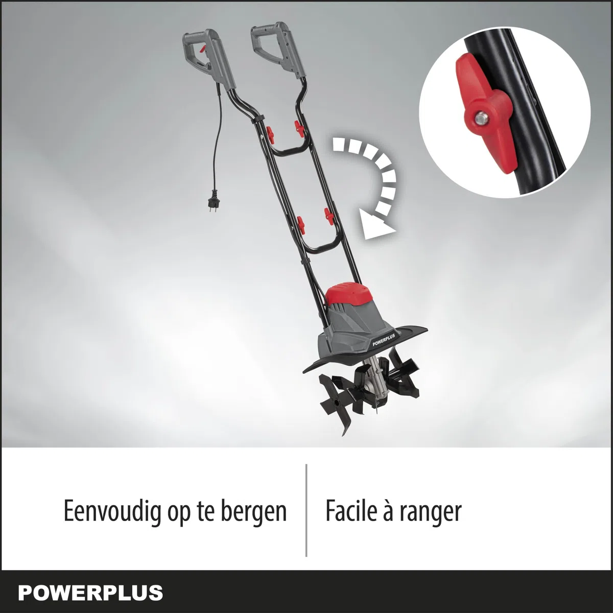 Powerplus elektryczna glebogryzarka ogrodowa POWEG70100 jako wertykulator i glebogryzarka do ogrodu – 1200 W – szerokość robocza 360 mm – głębokość robocza maks. 220 mm – w zestawie 4 noże