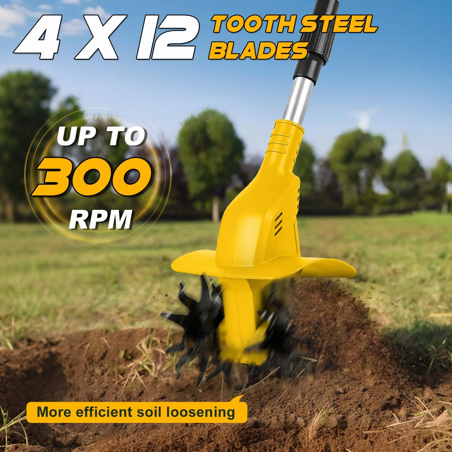 Akumulatorowa glebogryzarka kompatybilna z akumulatorem Dewalt 20 V, akumulator 500 W, głębokość obróbki gleby 20 cm, szerokość obróbki 16 cm, 360 obr./min, bezszczotkowa składana frezarka ogrodowa