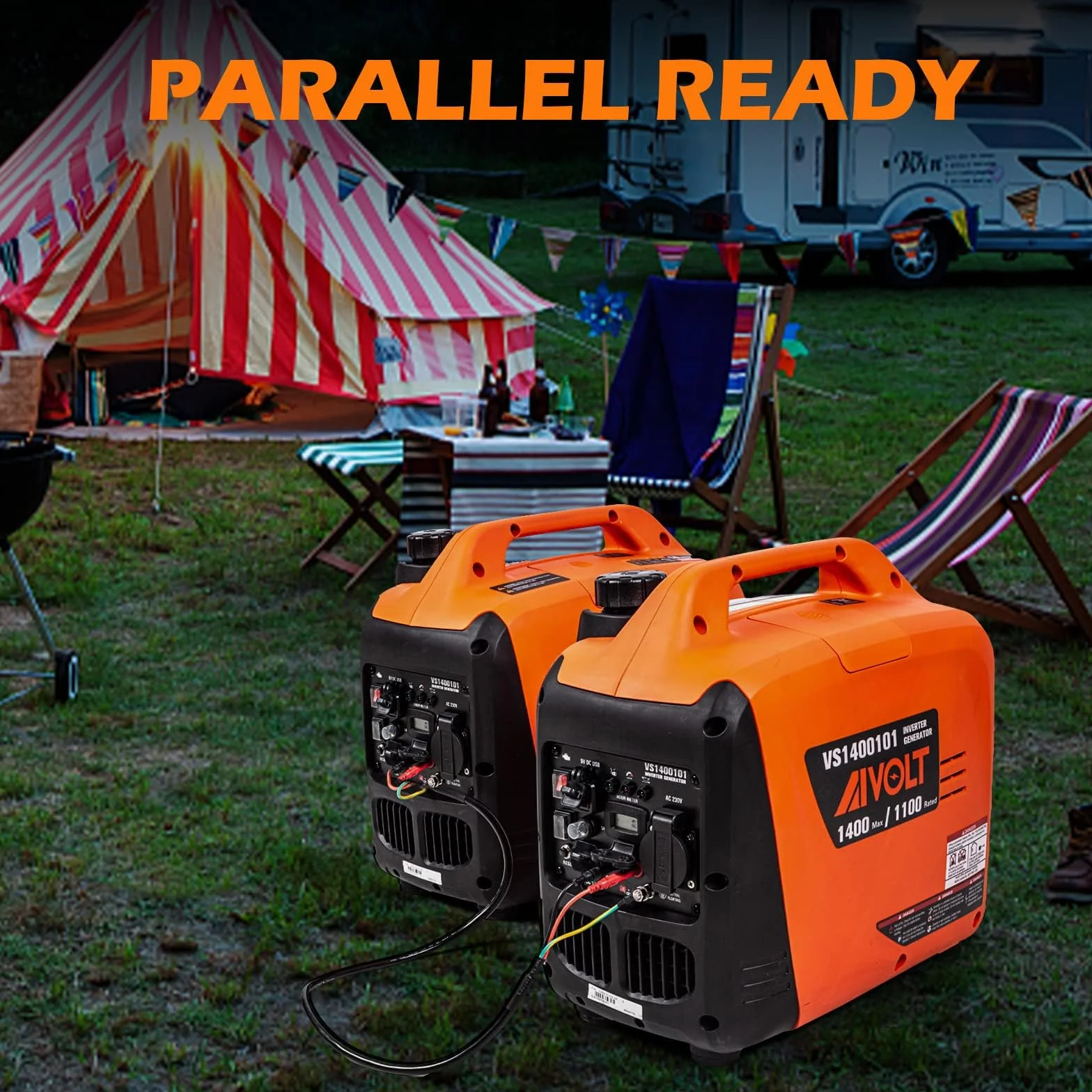 AIVOLT Generator Benzyny 1400W Generator Cichego Falownika z Gniazdami AC 230V/DC 12V/USB Typu A i Zbiornikiem 2,5L Przenośny Lekki Generator na Kemping na świeżym Powietrzu