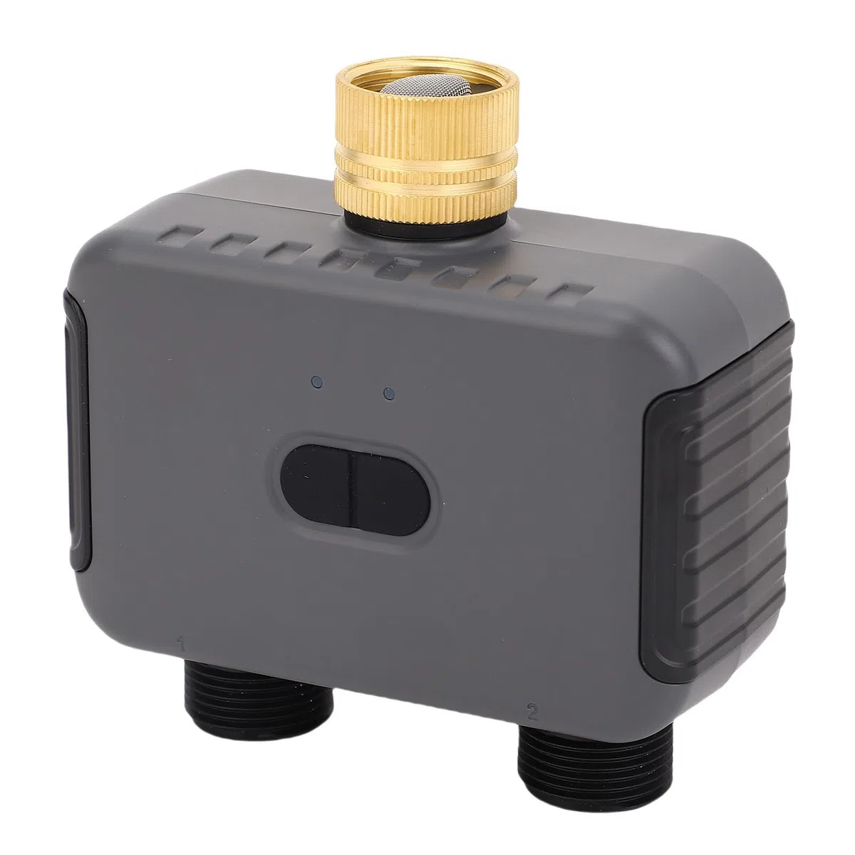 FILFEEL 2-strefowy Timer Zraszacza z Mosiężnym Wlotem G3/4 IP55 Timer Nawadniania do Trawnika Ogrodowego z Podwójnym Wylotem Węża Nawadniania z Opóźnieniem Deszczowym i blokadą