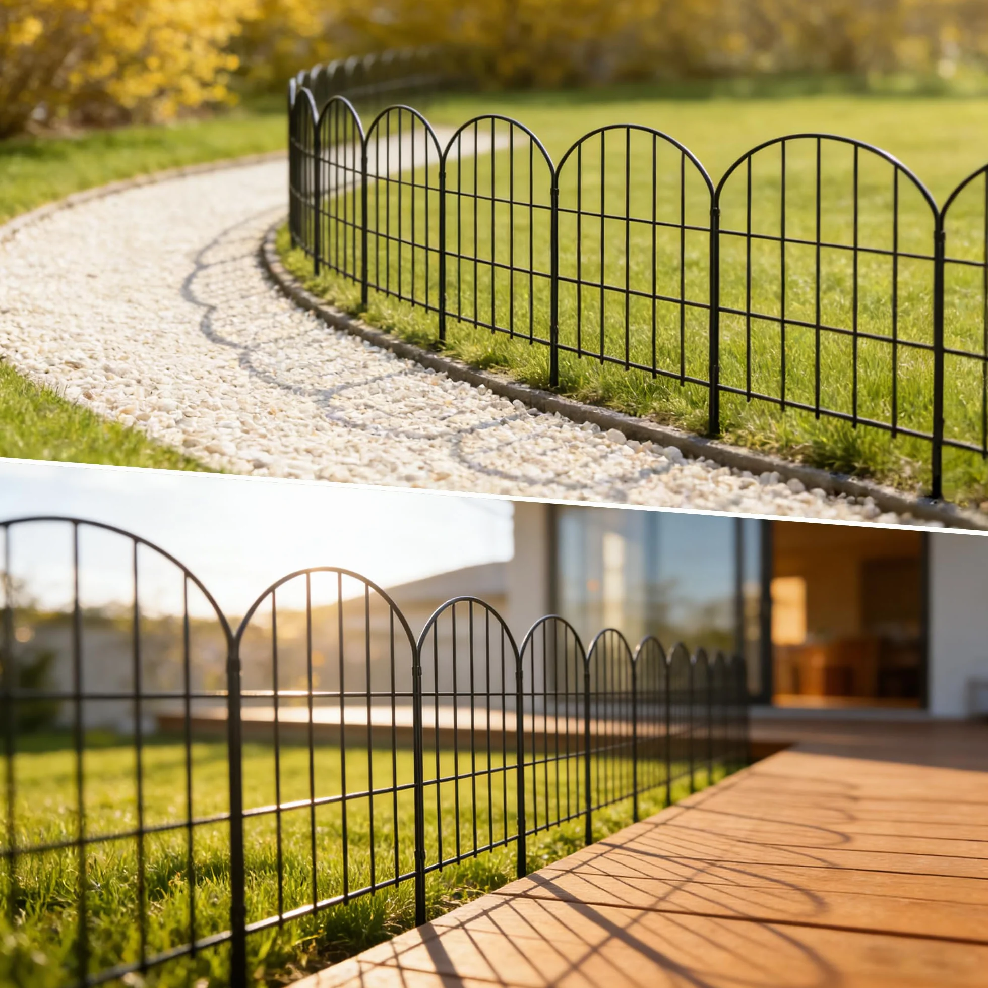 Thealyn Dekoracyjne ogrodzenie ogrodowe 61 cm x 33 cm metalowe bez kopania 25 paneli 8,2 m