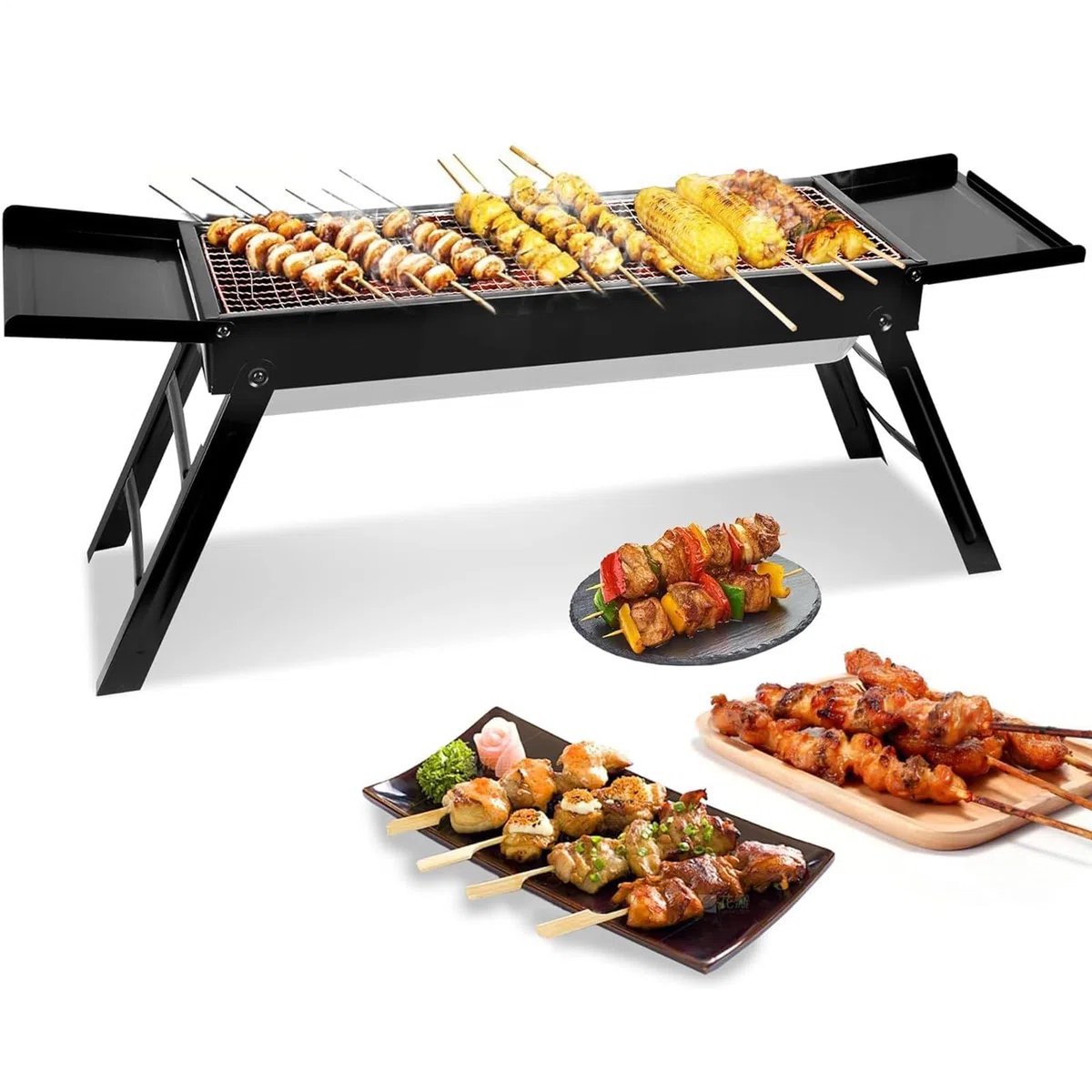 Przenośny grill na węgiel drzewny do gotowania na świeżym powietrzu, kompaktowy grill na piknik, kemping, wędrówki i plażę, idealny przenośny sprzęt do grillowania na przygody w ogrodzie