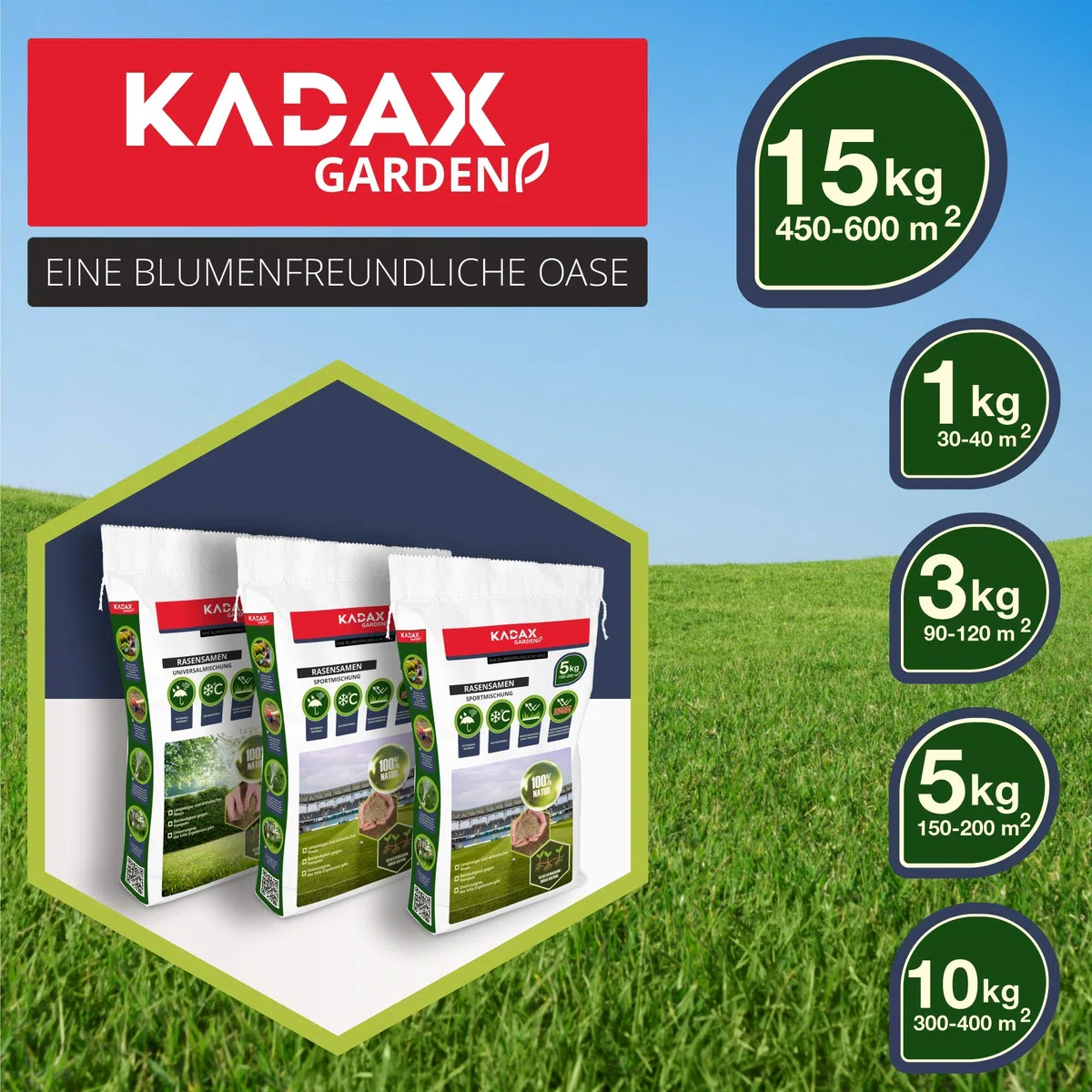 KADAX Trawa ozdobna, 600 m², nasiona trawy ozdobnej, mieszanka nasion trawy, nasiona trawy, nasiona efektywne, mieszanka nasion trawy, trawa, mieszanka nasion (15 kg)