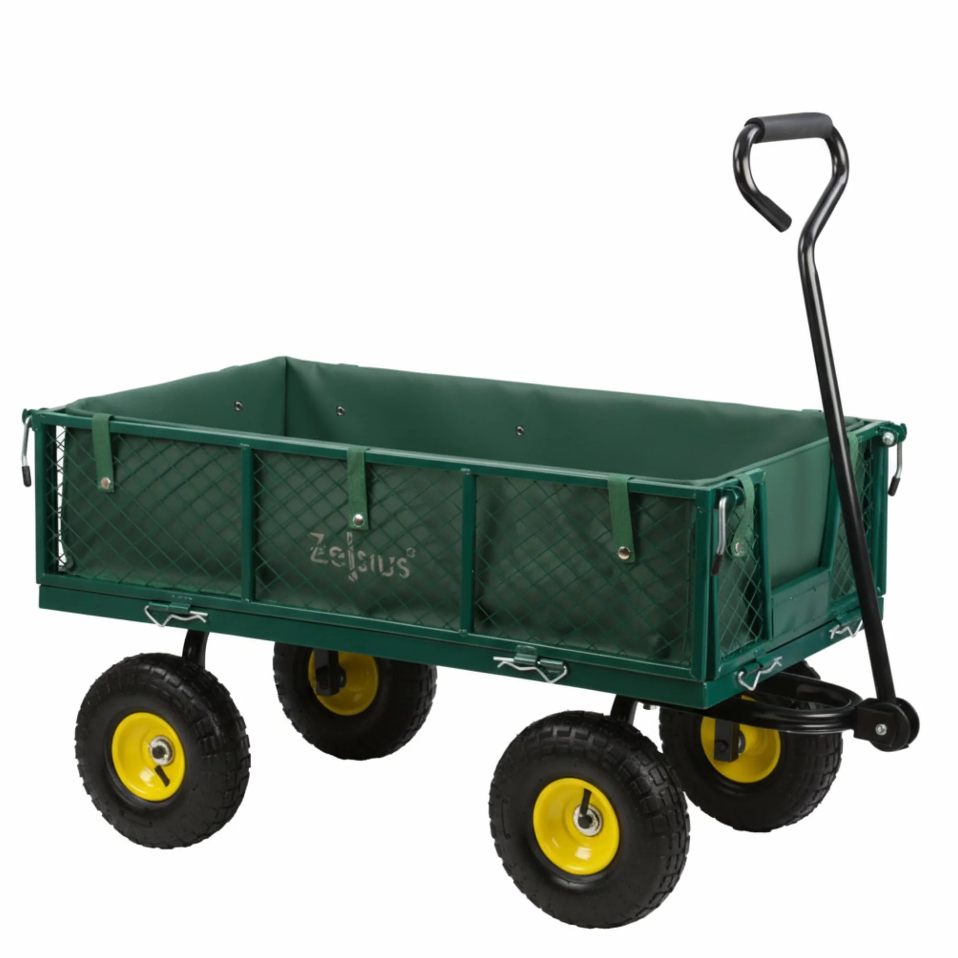 Zelsius Wózek ogrodowy 350 kg 105 l składany zielony/żółty