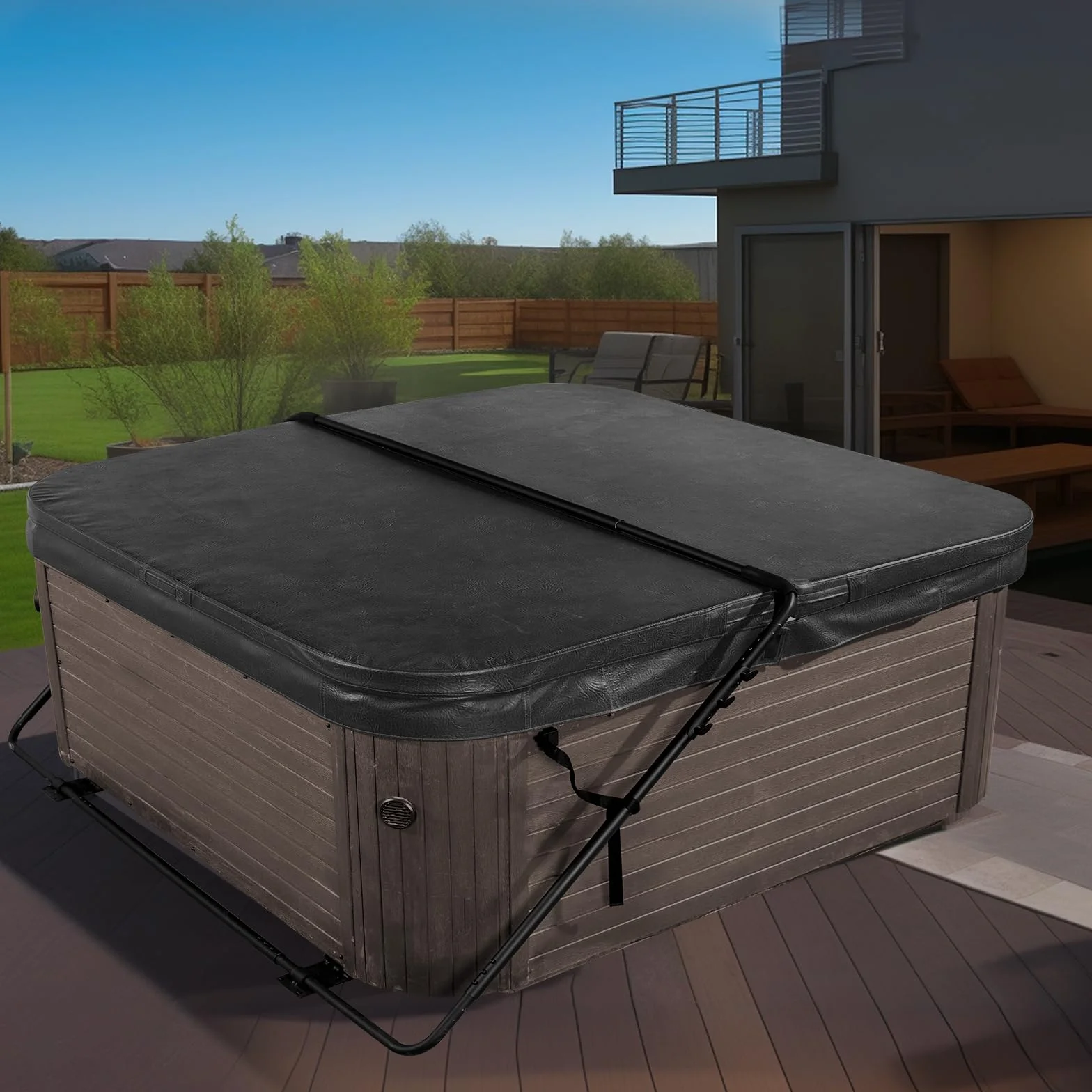 VEVOR Podnośnik osłony wanny z hydromasażem, podnośnik pokrycia spa, wysokość 80 cm - 105 cm szerokość 134 cm - 235 cm regulowany, zainstalowany na dole z jednej strony, odpowiedni do różnych