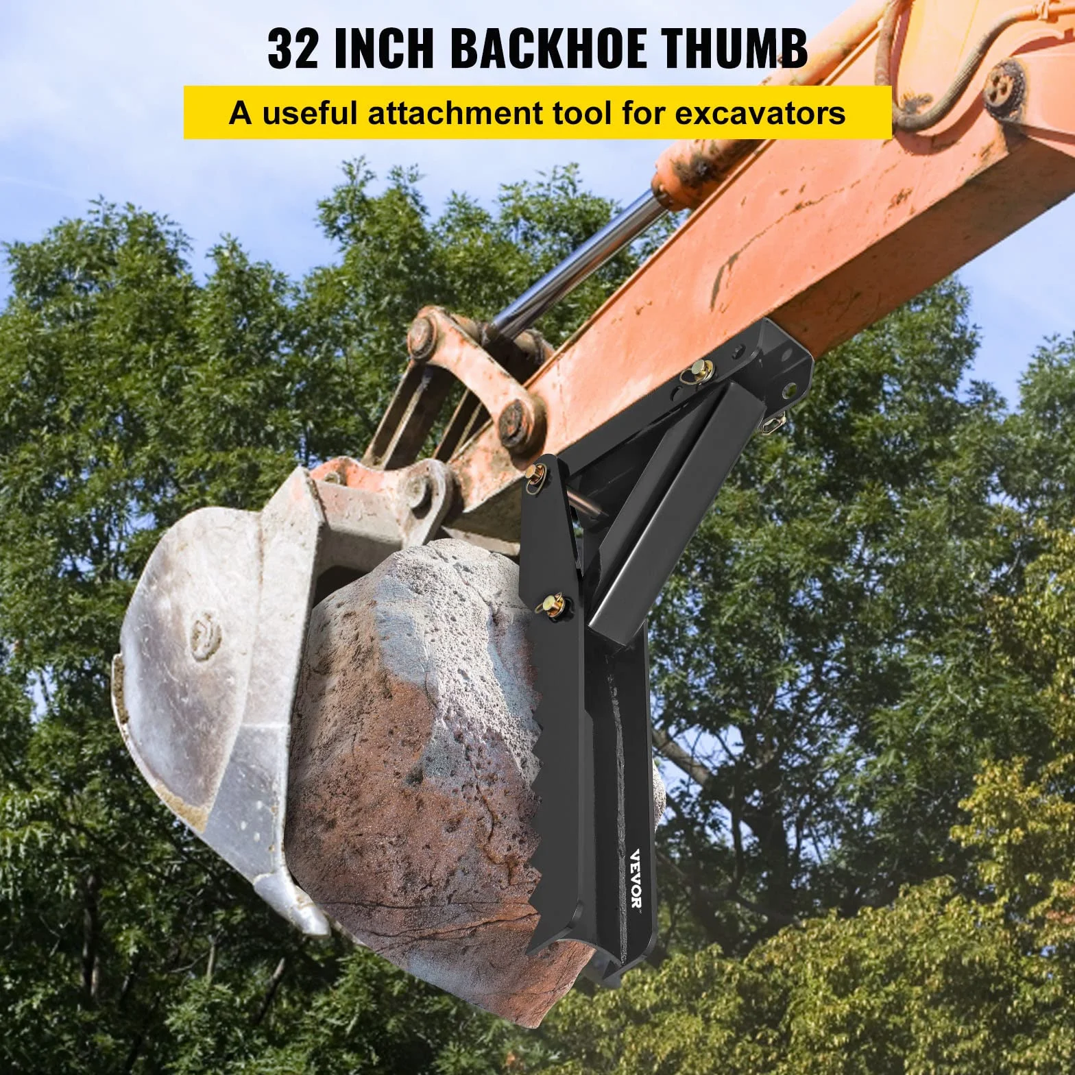 VEVOR Koparko-ładowarka calowa 81,3 cm, grubość zębów 12,7 mm, wytrzymała łopata calowa, spawane uchwyty na kciuki ze stali czarnej, regulowany kciuk mechaniczny do łopaty w stylu retro