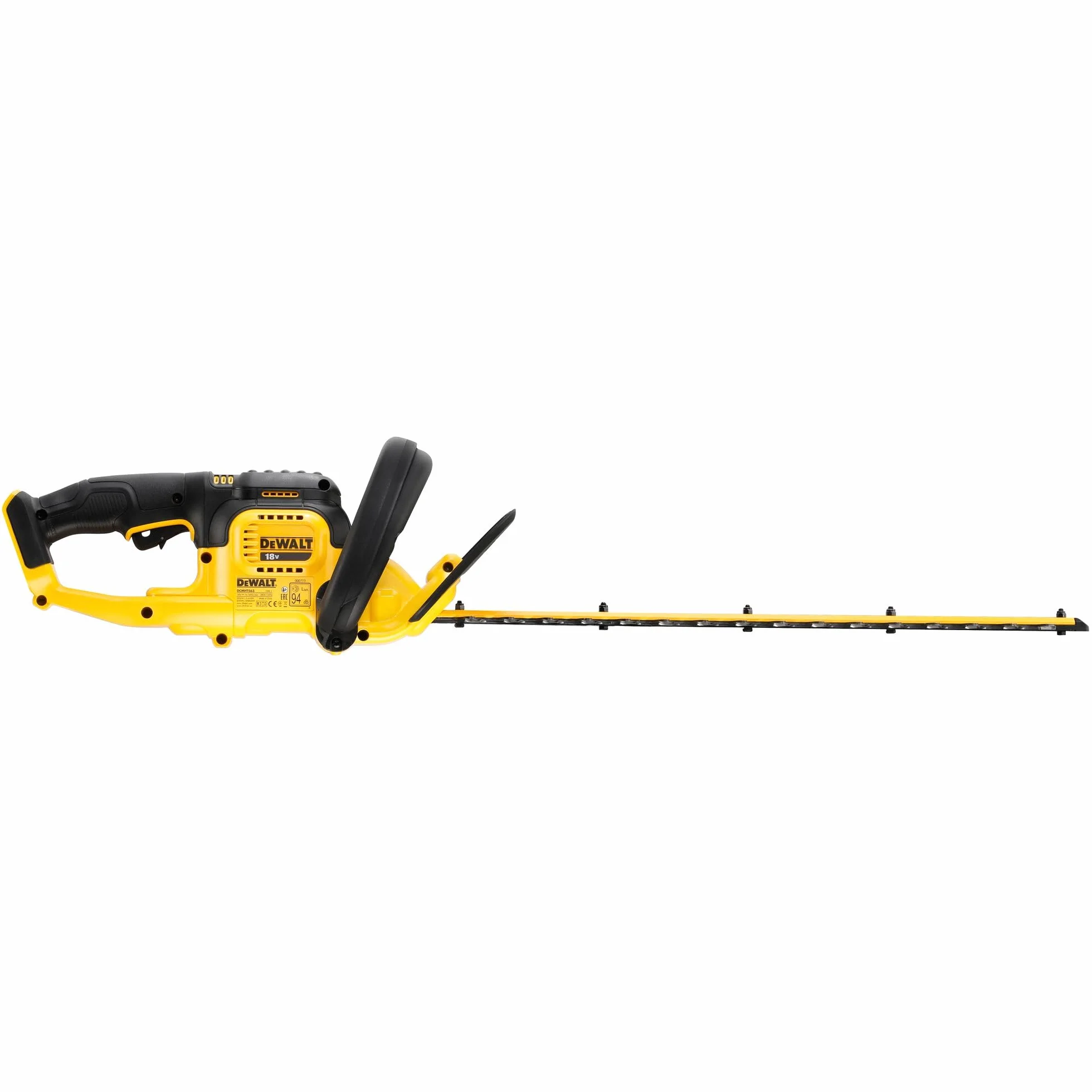 DEWALT Akumulatorowe nożyce do żywopłotu DCMHT563N (18 V, długość miecza 55 cm, grubość cięcia 25 mm, bardzo wytrzymała obudowa z tworzywa sztucznego Xenoy, w zestawie z futerałem na noże, dostawa bez akumulatora i ładowarki)