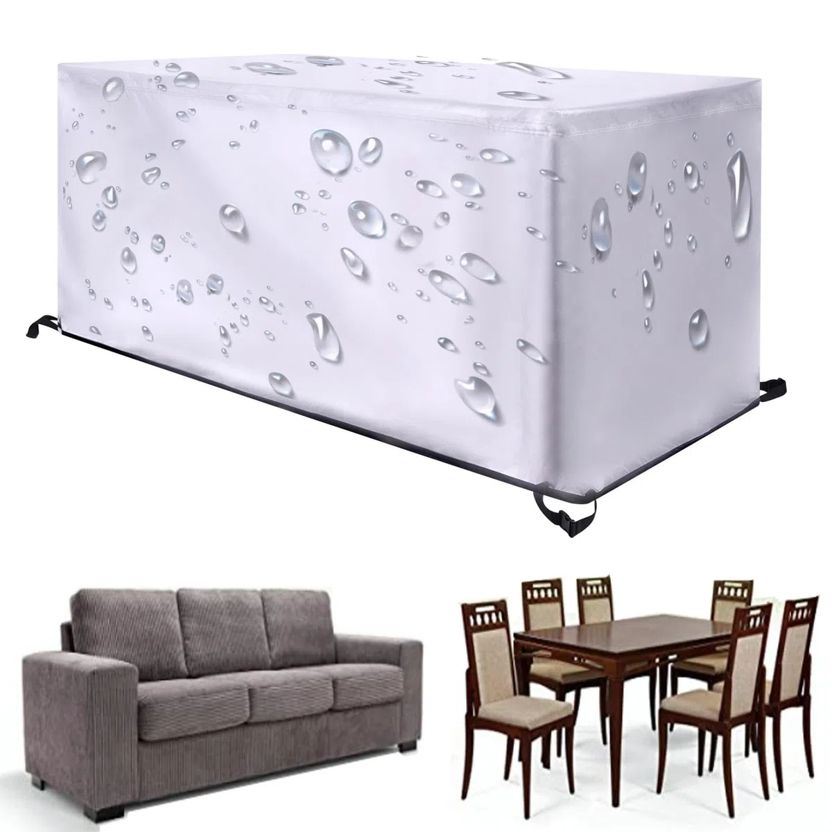Pokrowiec na meble zewnętrzne Wodoodporny 150x80x80 cm (DxSxH) Wodoodporny pokrowiec na meble ogrodowe, pokrowiec na ogród, deszcz, śnieg, na zewnątrz, na sofę, stół, krzesło, wiatroszczelny