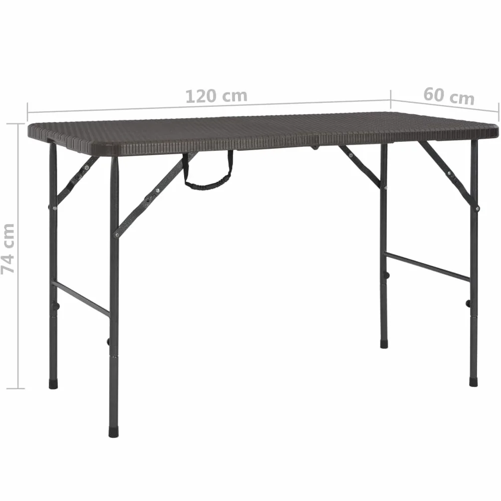 vidaXL Składany stół ogrodowy brązowy 120x60x74 cm HDPE