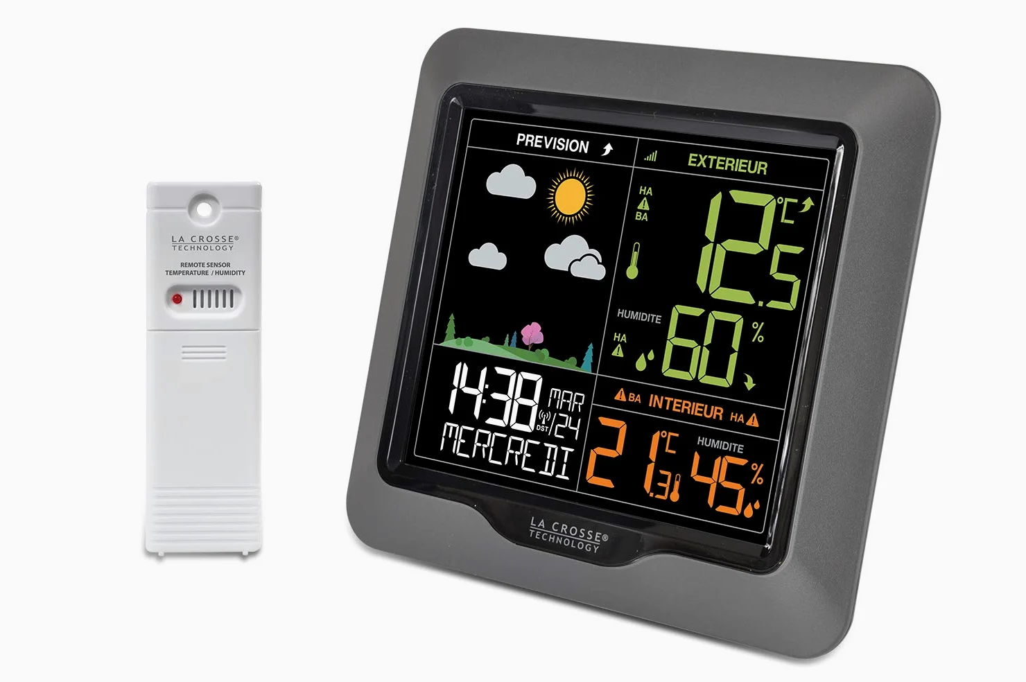 La Crosse Technology - WS6822 stacja pogodowa z kolorowym wyświetlaczem LCD, kolor srebrny