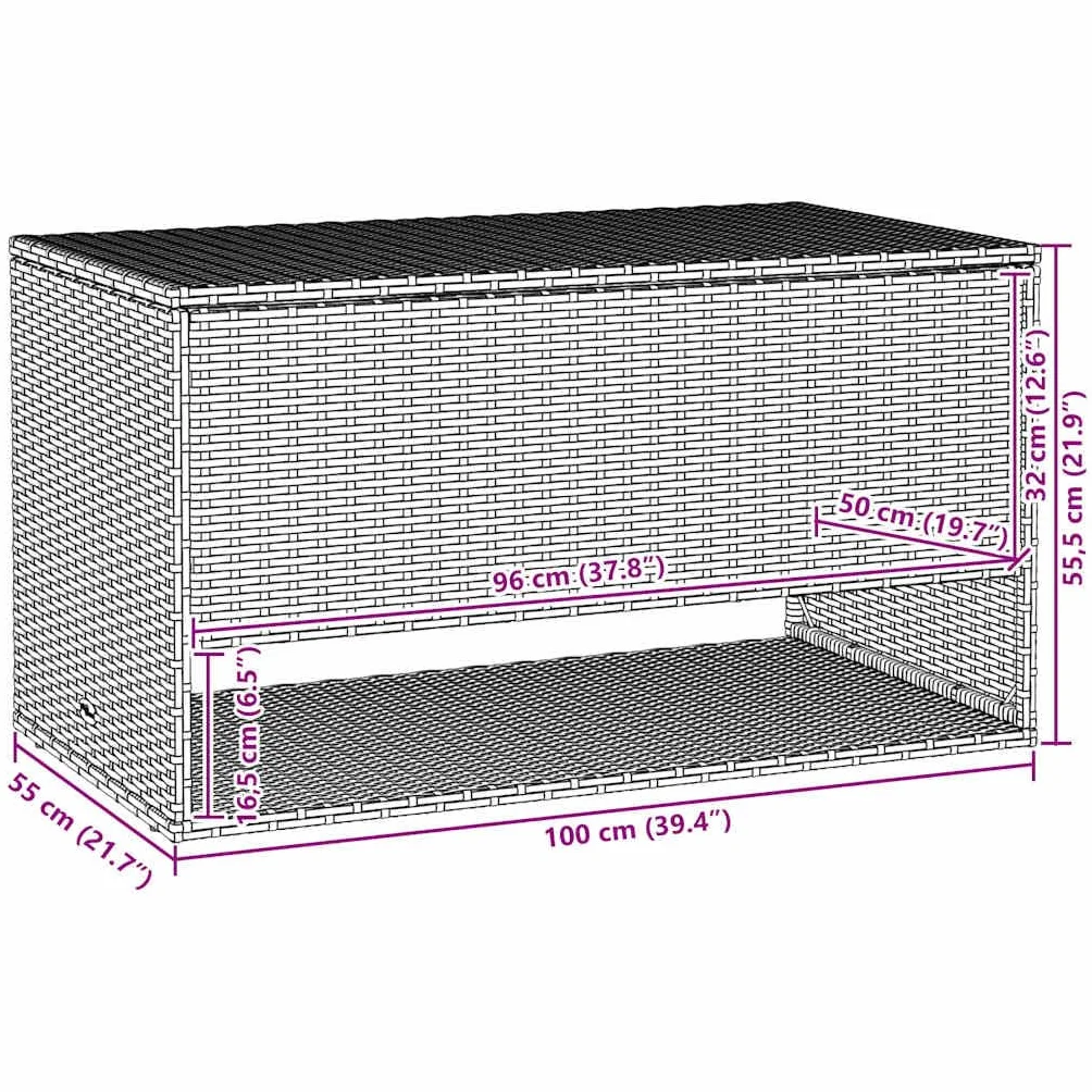 vidaXL Skrzynka na poduszki ogrodowe beżowa 100x55x55,5 cm polirattan