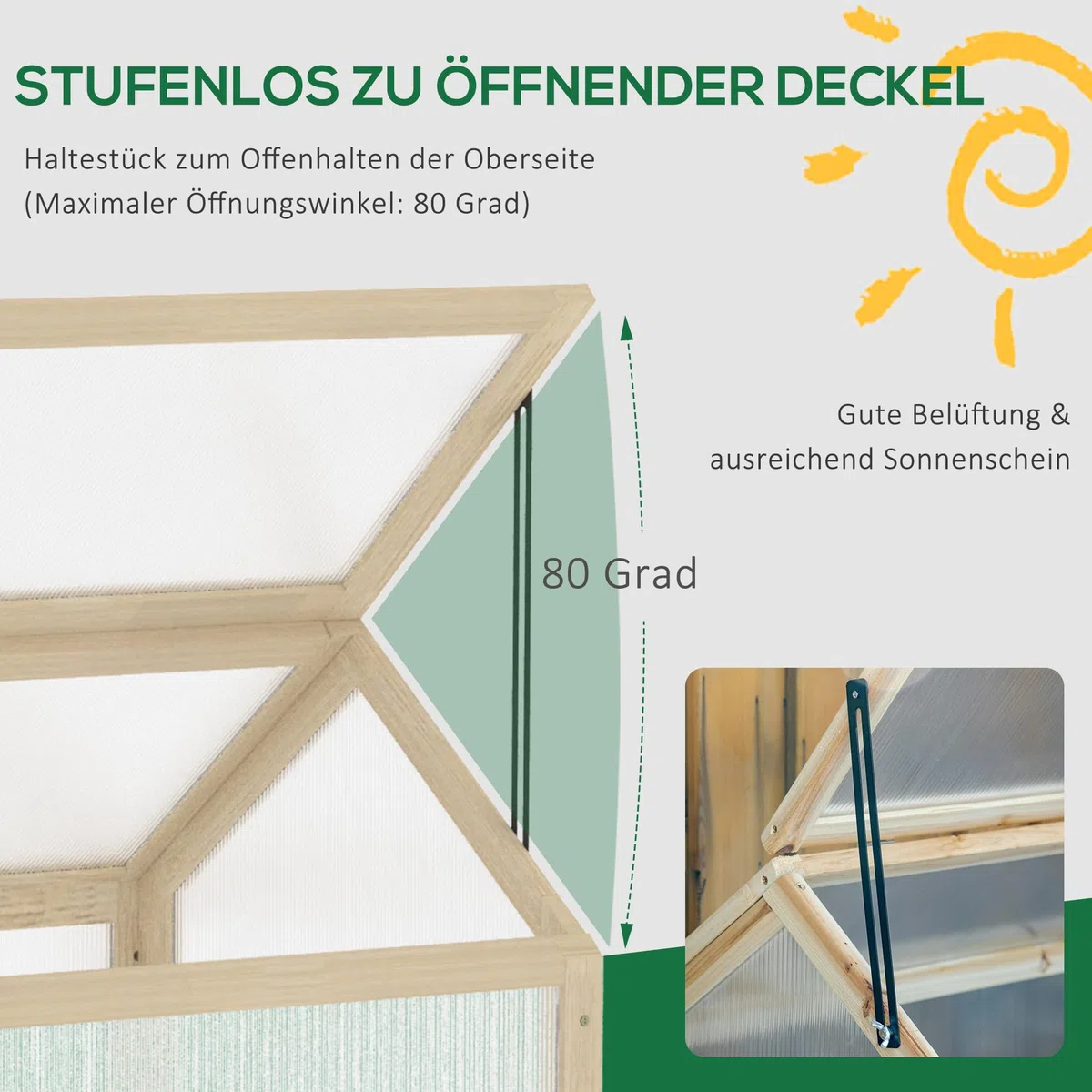 Outsunny Inspekt z drewna, mini szklarnia 90 x 52 x 49,5 cm, szklarnia z osłoną, przepuszczająca światło, skrzynka na inspekty, odporna na warunki zimowe, podwyższona grządka do ogrodu, na balkon,