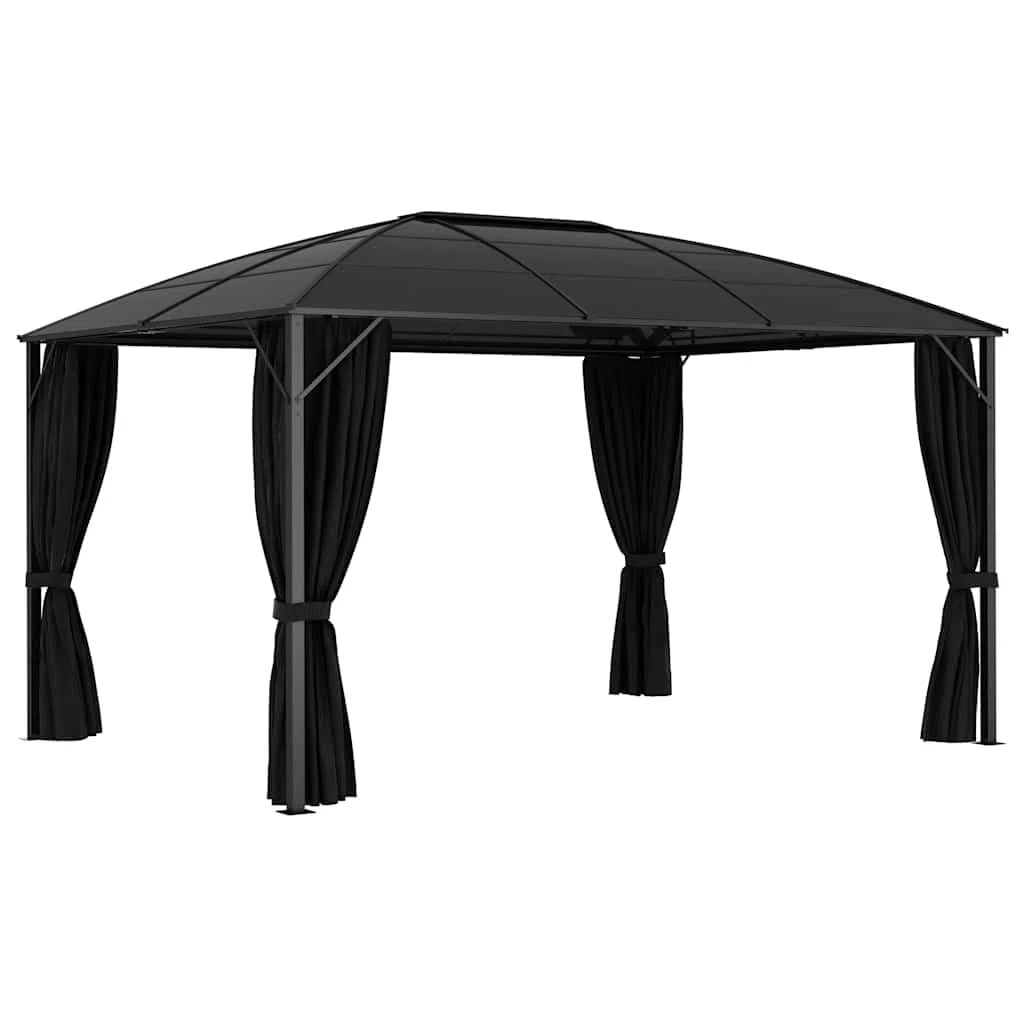 Pawilon z zasłonami, antracyt, 400 x 300 x 265 cm, pawilon ogrodowy z aluminiową ramą, odporny na działanie promieni UV, na imprezę w ogrodzie, taras, grillowanie, wesele, imprezę