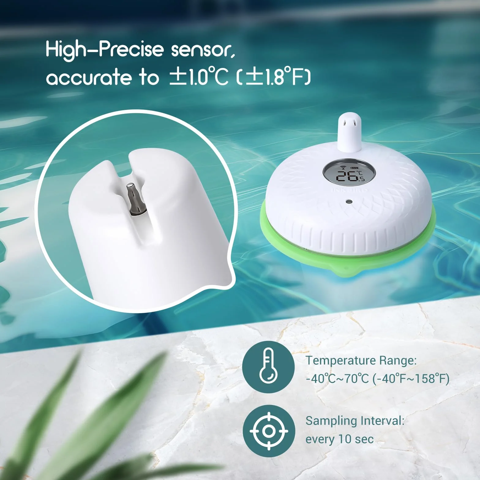 Inkbird IBS-P02 Pływający termometr basenowy IPX7 wodoodporny