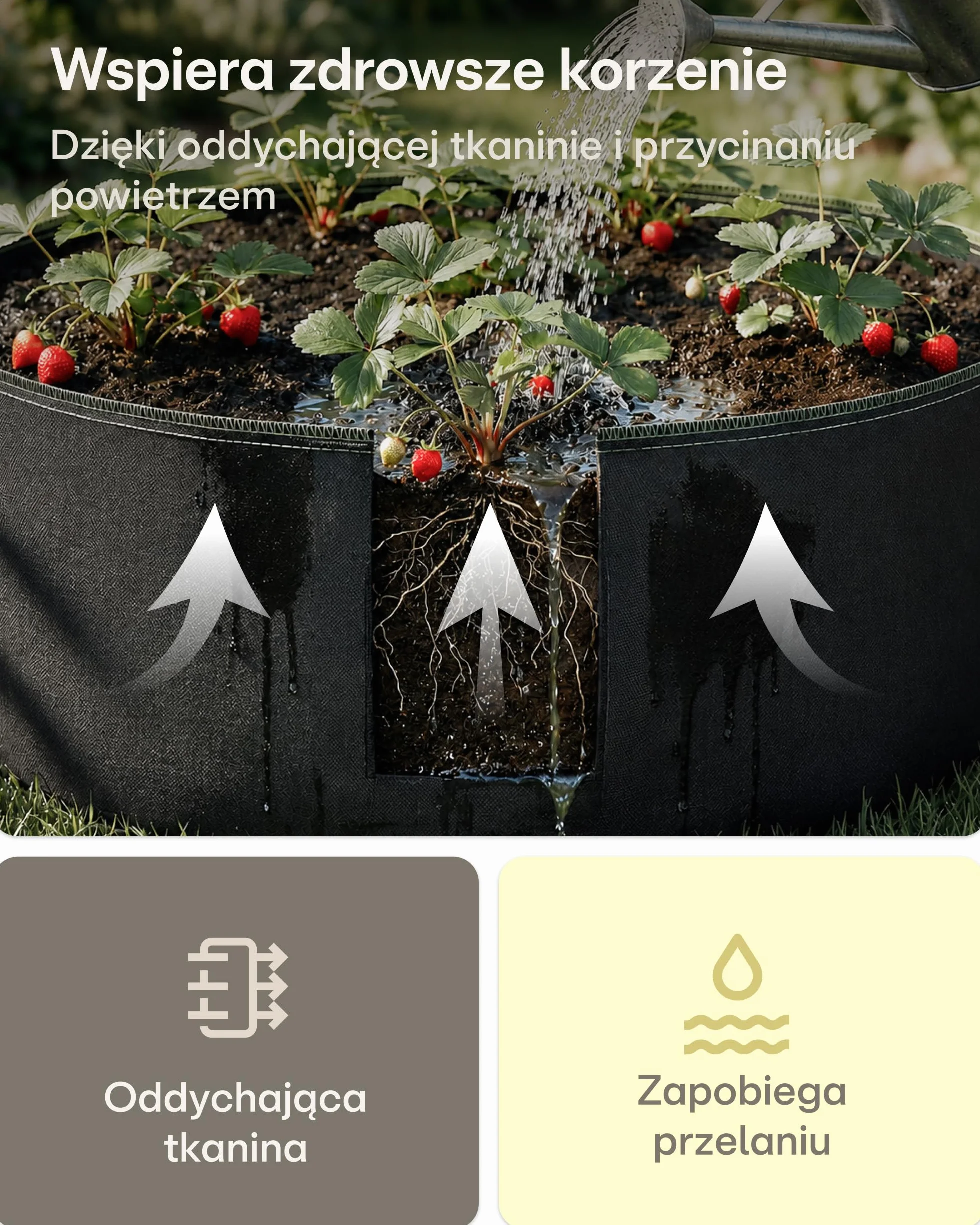 Worek do sadzenia 190L - Worek do sadzenia z etykietami - Z uchwytem - Do ziół, kwiatów, truskawek