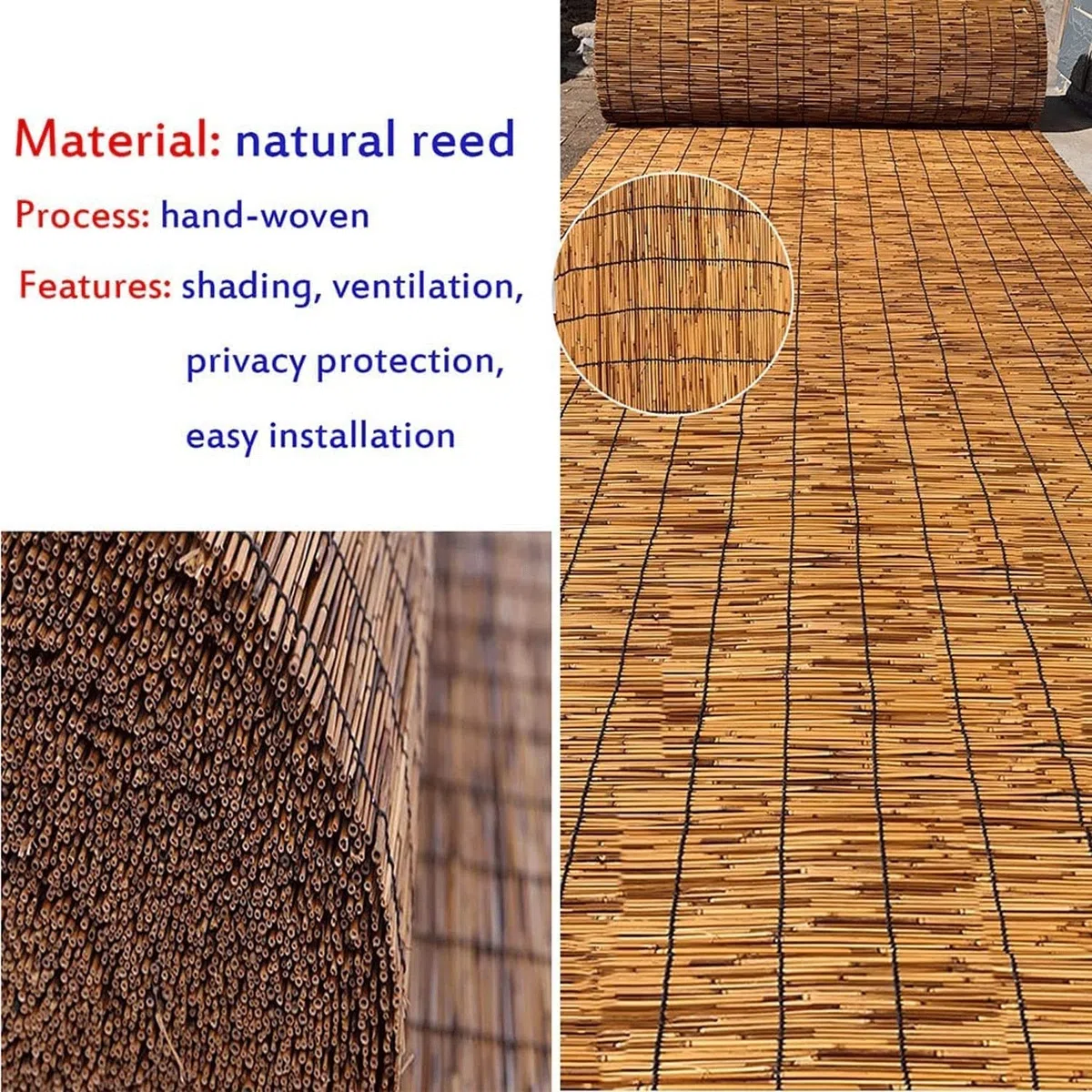 Naturalna rolka ogrodzeniowa na balkon, ogród, bambusowe, ogrodzenie zewnętrzne, dekoracja dziedzińca, 130 x 400 cm, idealna na patio, podwórko i ochrona przed spojrzeniami