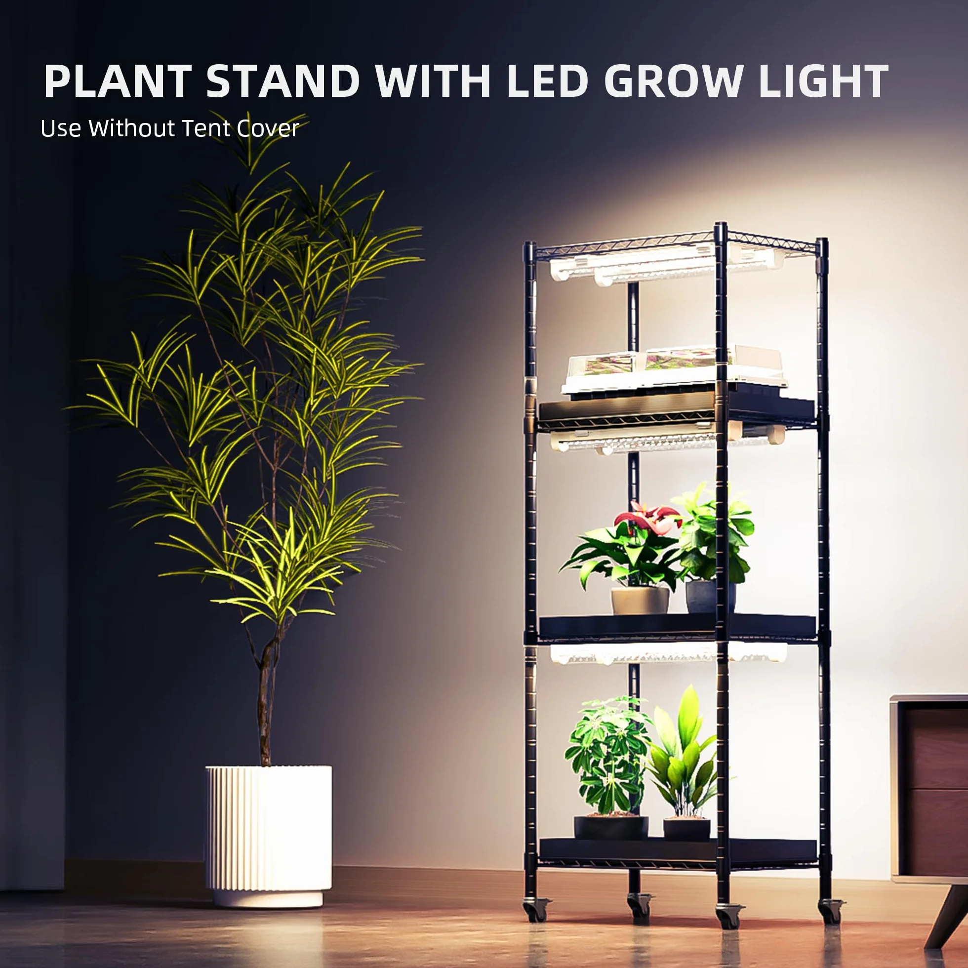 Spider Farmer 4-piętrowy regał z lampą LED do uprawy 30 cm pełne spektrum 40x30x120CM