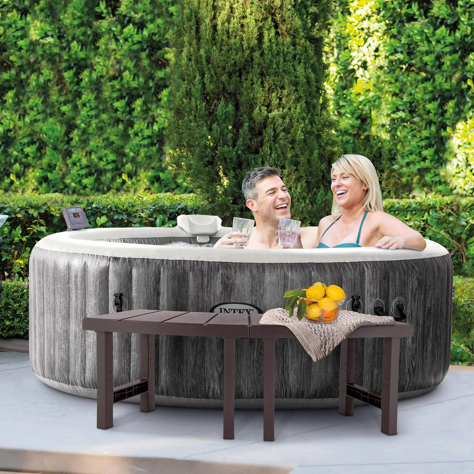 Intex Zestaw 4 sztuk 2 Medium Plus 2 High Entourage Spa 4-osobowy okrągły, szary antracytowy