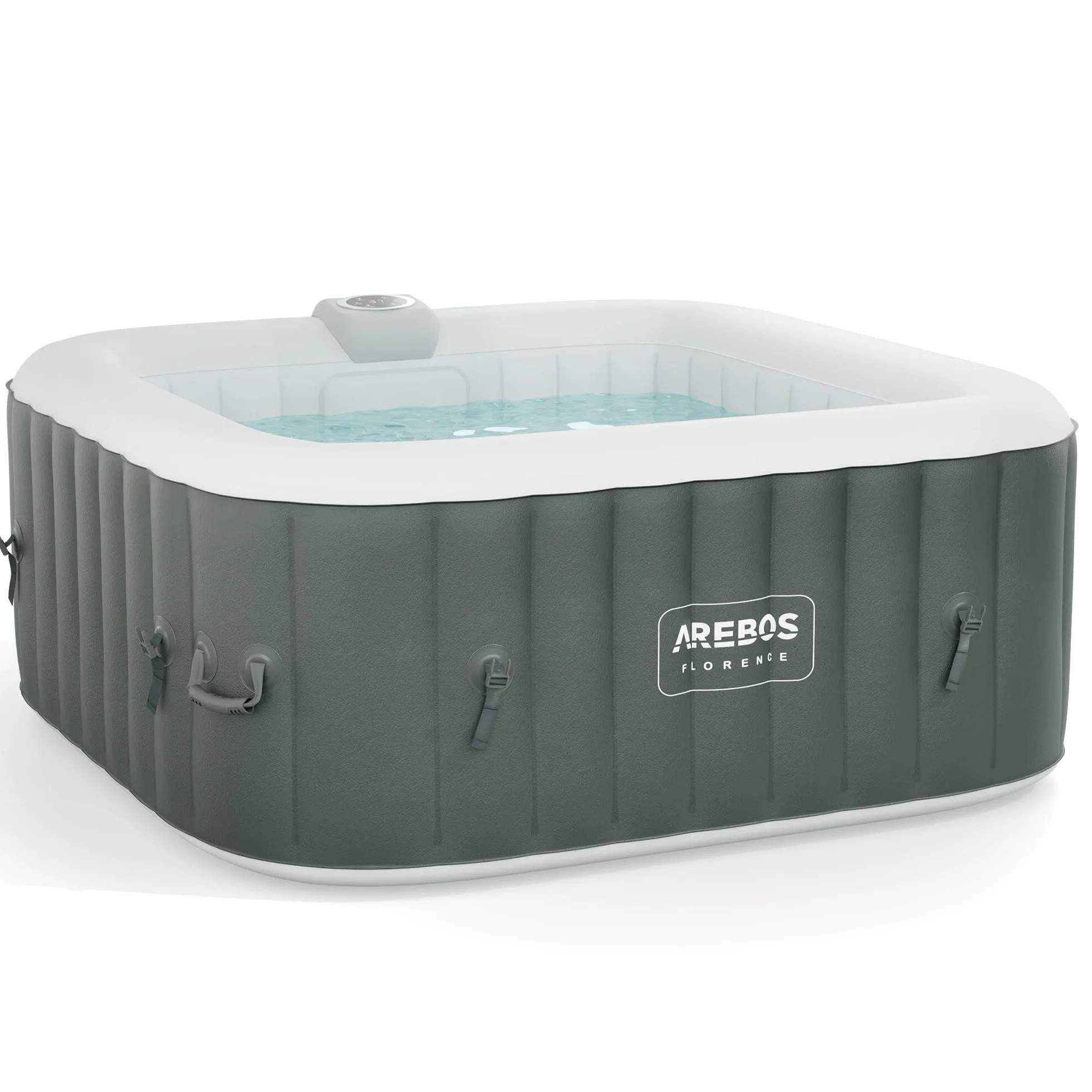Arebos Nadmuchiwane | Whirlpool Pure | | 4 osoby | 130 dysz do masażu | Spa Dobre samopoczucie Ogrzewanie | 550 litrów | z pokrywą | Bubble Spa & Wellness masaż