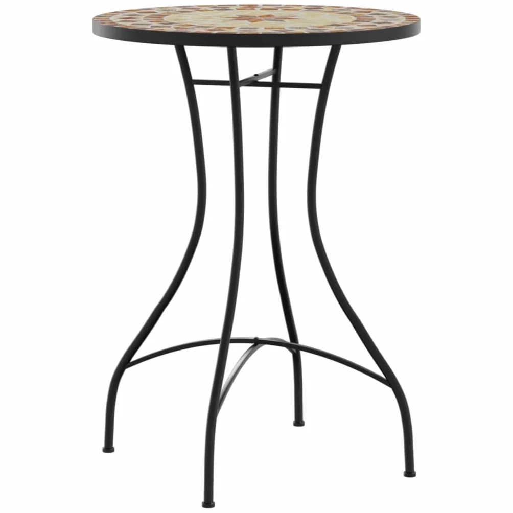 vidaXL Mozaikowy stolik bistro ceramiczny Ø50x70 cm terakotowo-biały