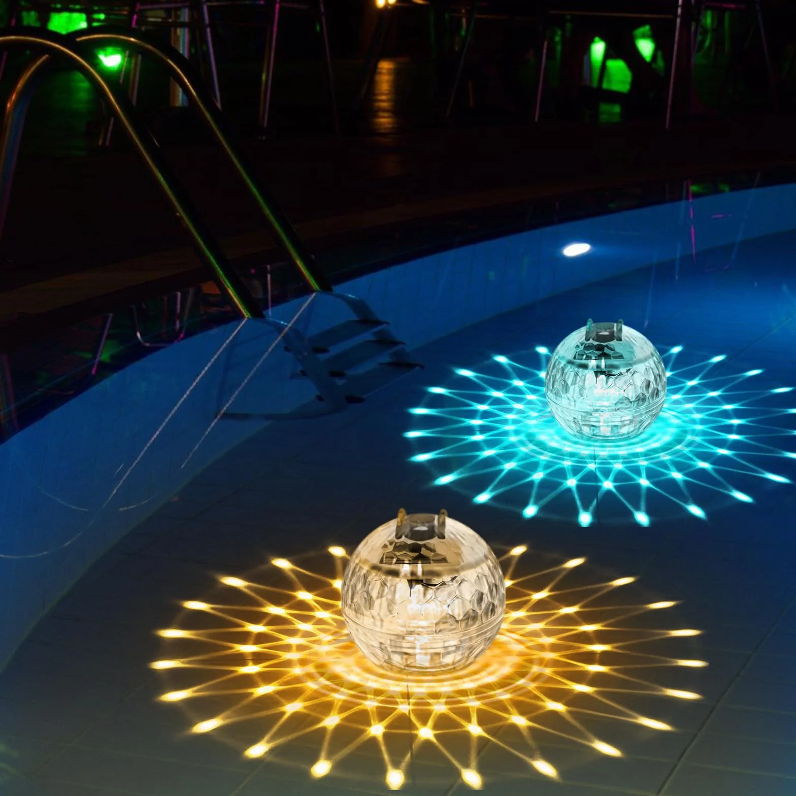 2 szt. Solar Basen Pływający Światła, 11 cm Solar Basen Lighting, Solar Basen Lighting, Solar Staw Lighting z oświetleniem RGB Zmiana koloru na basenie, fontanny