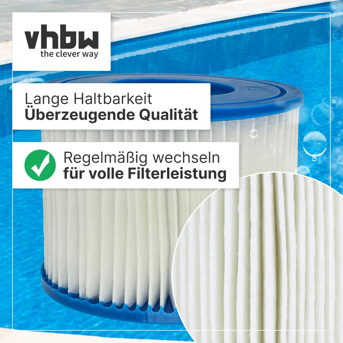 vhbw 12 x wkład filtrujący typu VI kompatybilny z Bestway Lay-Z-Spa Hawaii, Miami, Monako Pool - zapasowy filtr, niebieski, biały
