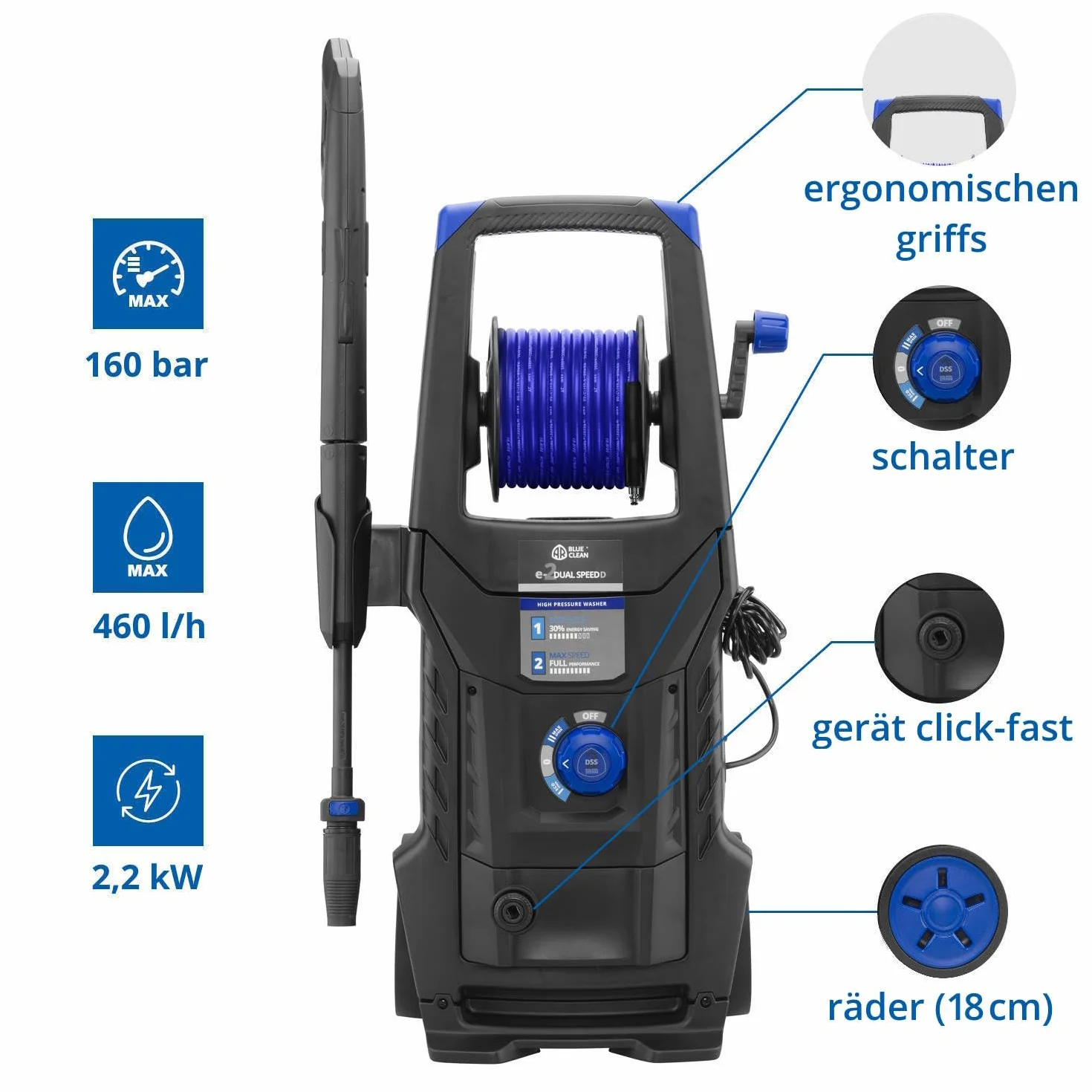 AR Blue Clean Myjka wysokociśnieniowa e-2DUALSPEED 2200 W 160 bar 460 l/h