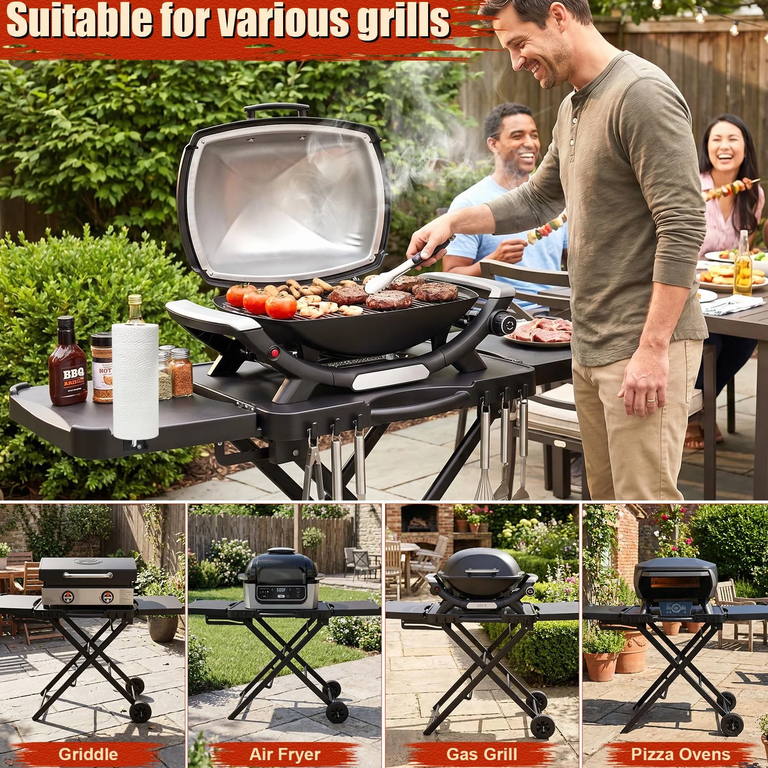 Denmay stojak na grilla Weber Q100 Q200 Q300 z kółkami