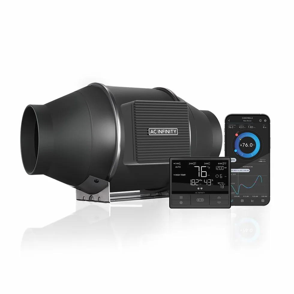 AC Infinity CLOUDLINE PRO T4, cichy wentylator kanałowy rzędowy 100 mm z kontrolerem VPD, zintegrowana aplikacja WiFi, wentylator wyciągowy do ogrzewania, chłodzenia, do uprawy namiotu, hydroponiczny