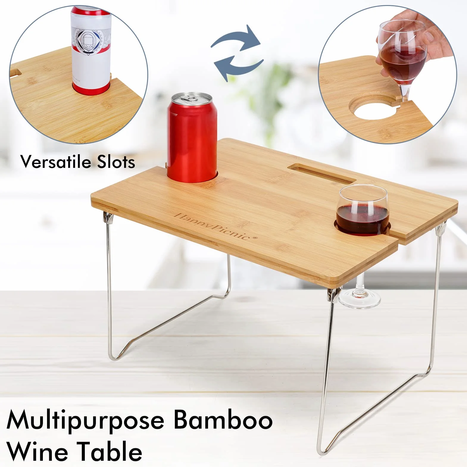 Wiklinowy kosz piknikowy dla 2 osób, zestaw piknikowy, kosz na wierzbę, zestaw upominkowy z bambusowym stołem na wino z metalowymi nogami, na kemping i imprezę na świeżym powietrzu