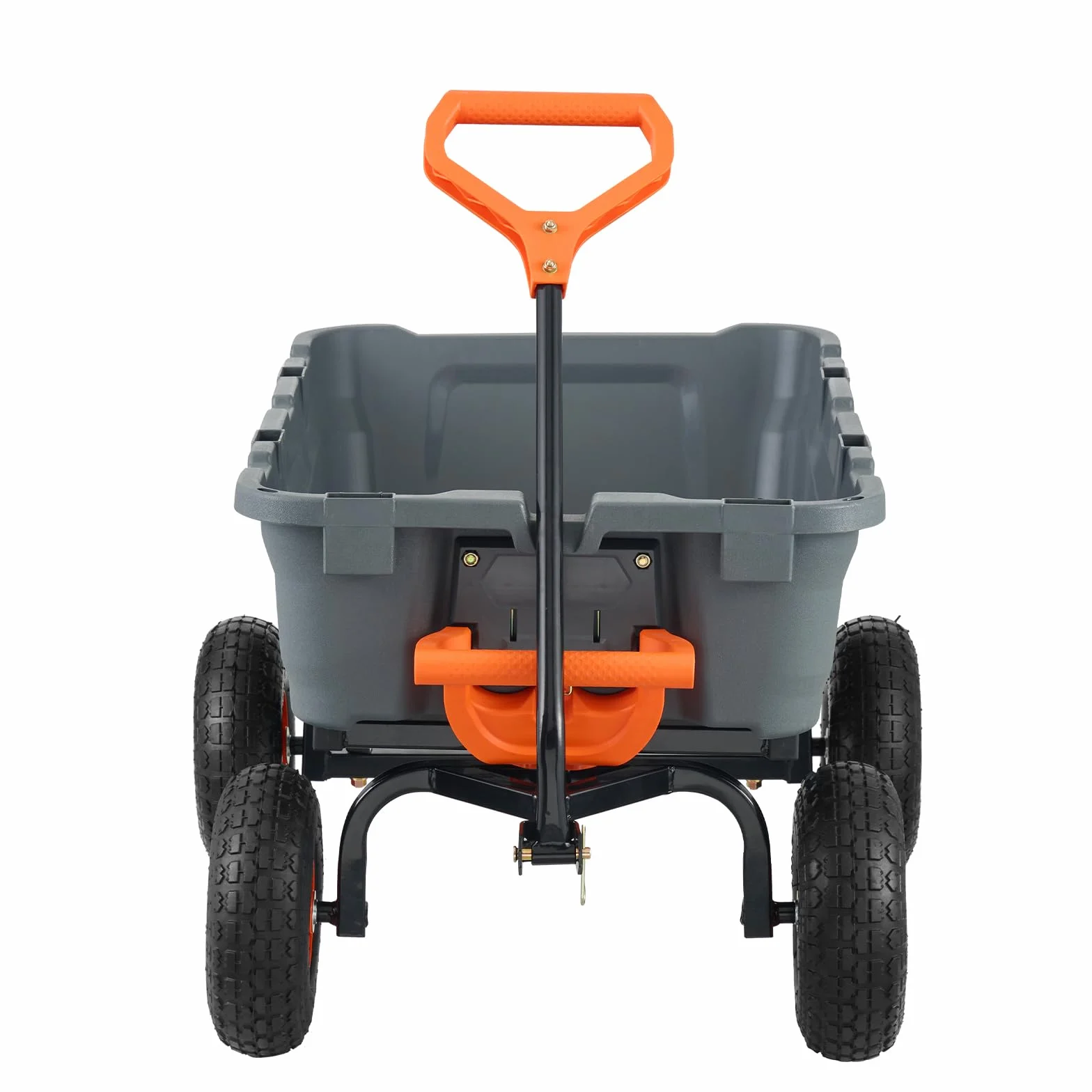 VEVOR Wózek ogrodowy 362.9 kg Poly Dump, wytrzymały wózek wywrotkowy, 4-kołowa taczka z oponami 25 cm, uchwyt obrotowy 180°, stalowa rama i system szybkiego zwalniania