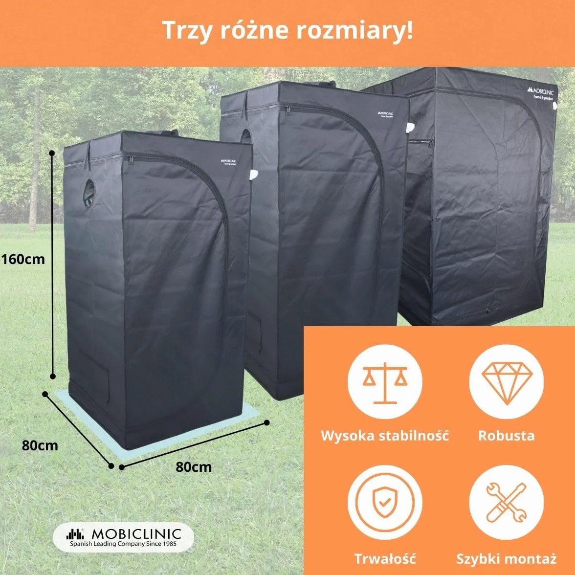 Mobiclinic®, Namiot do uprawy wewnętrznej, Growbox, Premium mylar 97% odblaskowy, Hydroponiczny, Wodoodporny, Zdejmowane dno, Gruba, Tkanina nylonowa, Solidna konstrukcja, Grow tent
