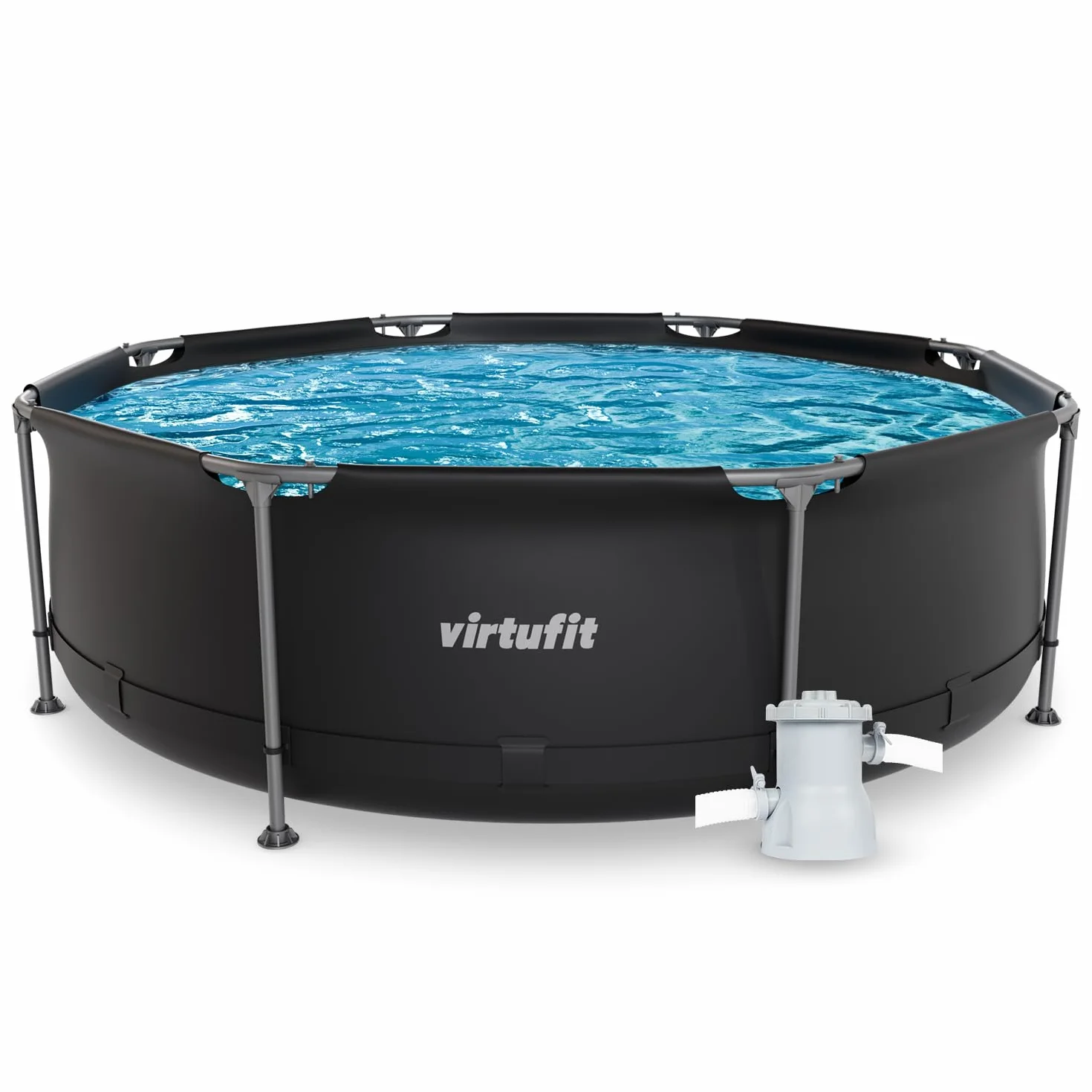 VirtuFit Okrągły basen Ø 244 cm z pompą filtrującą i wkładem